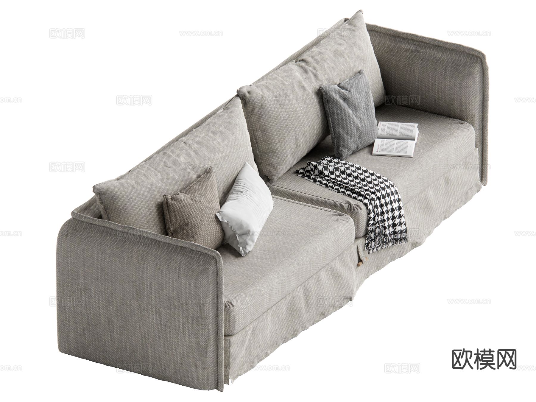 侘寂多人沙发su模型下载（渲染图2）