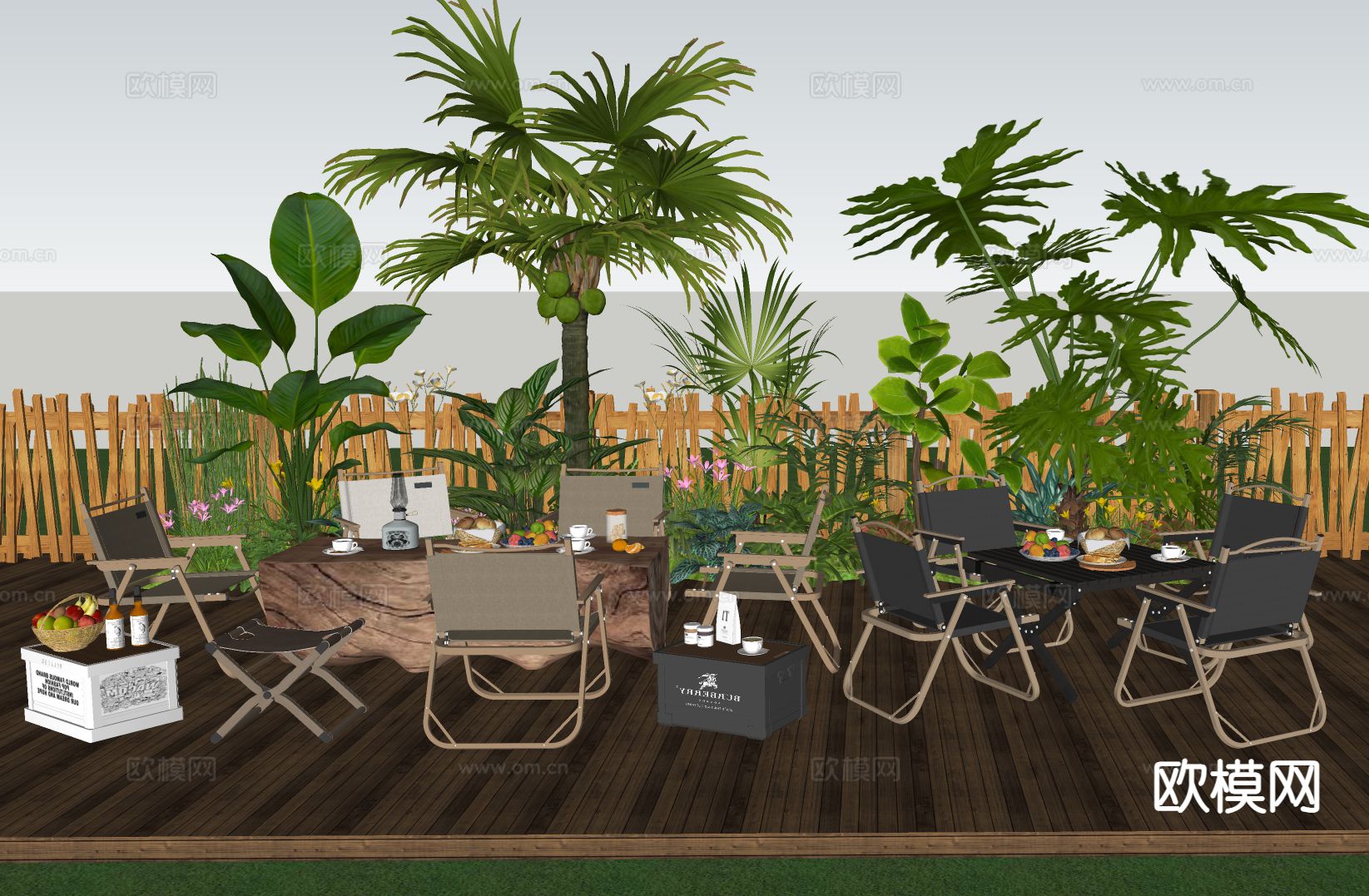 现代露营折叠桌椅su模型下载（渲染图1）