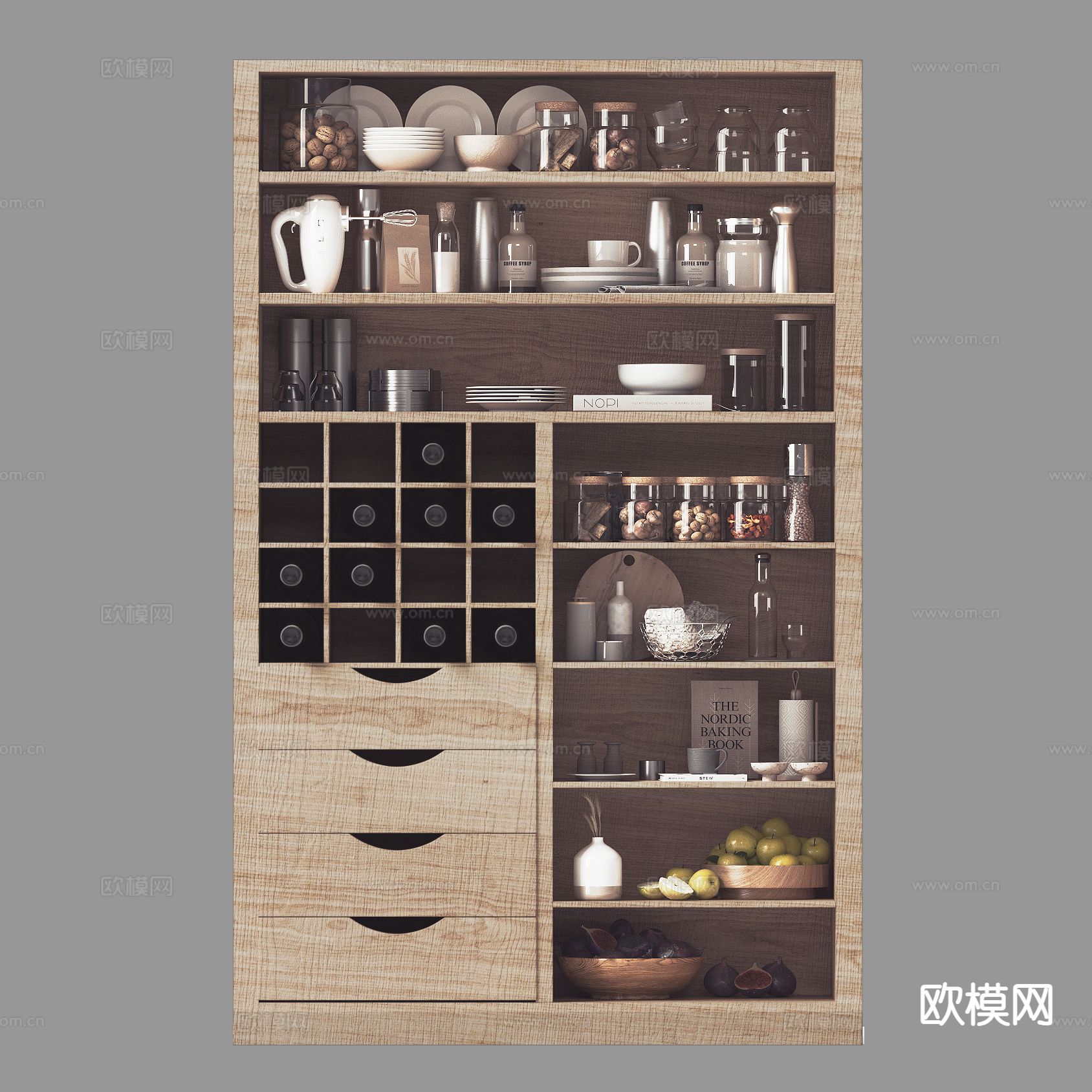北欧餐边柜3d模型下载