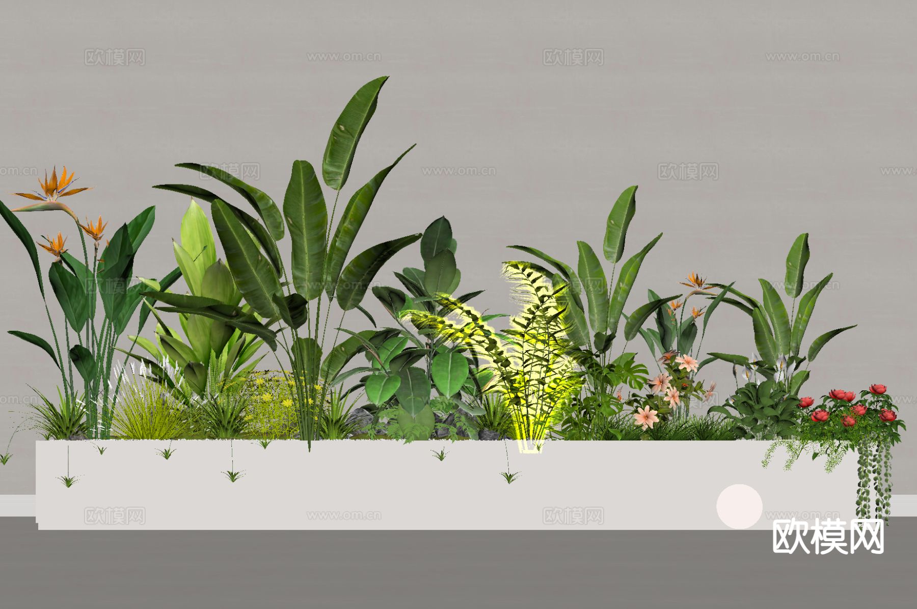 植物造景 植物堆 绿植堆su模型下载（渲染图1）