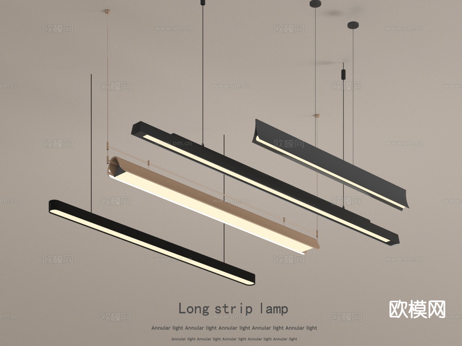 办公吊灯 长条吊灯su模型下载（渲染图2）