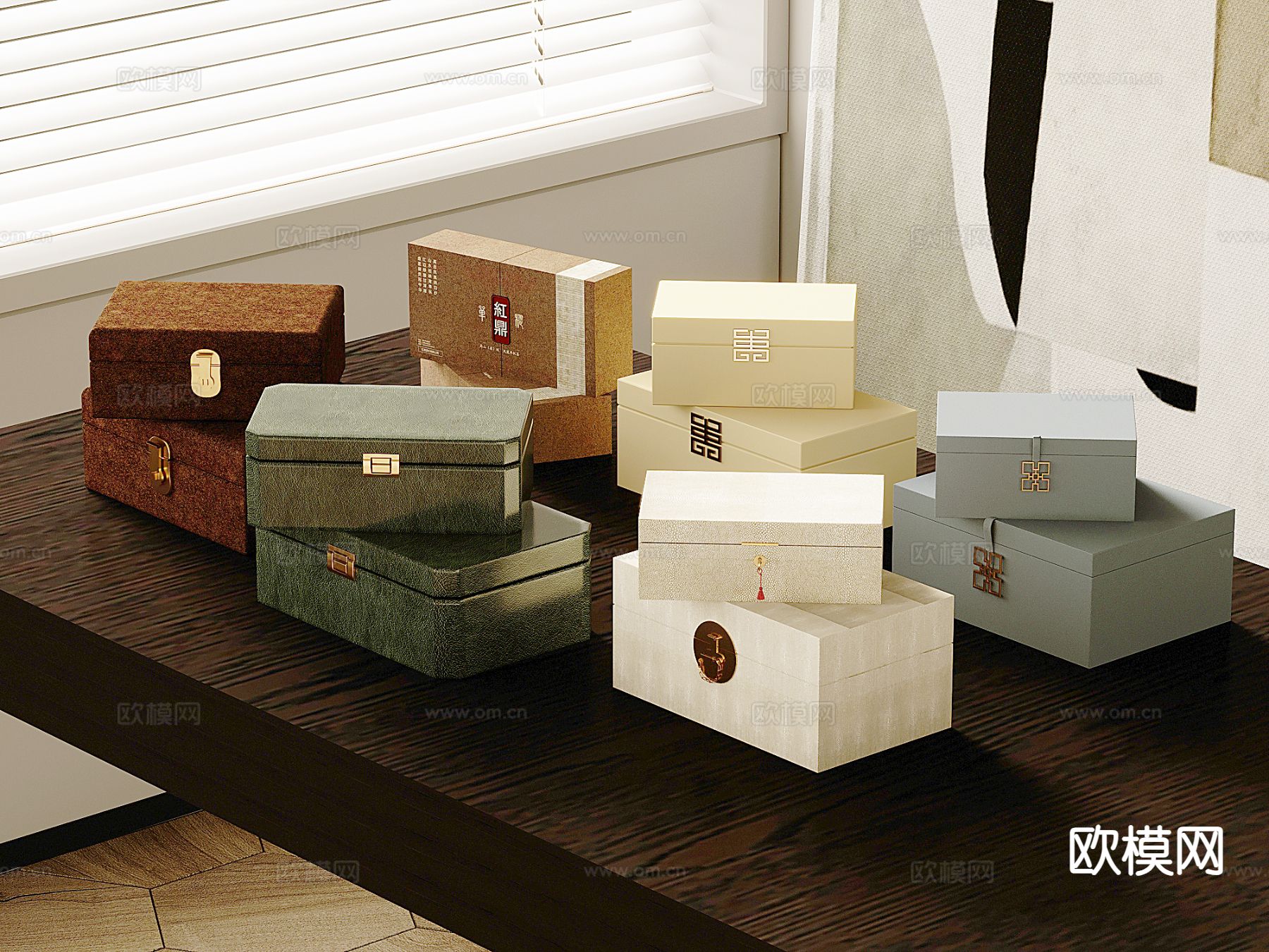 新中式茶叶盒 礼品盒 收纳盒su模型下载（渲染图2）