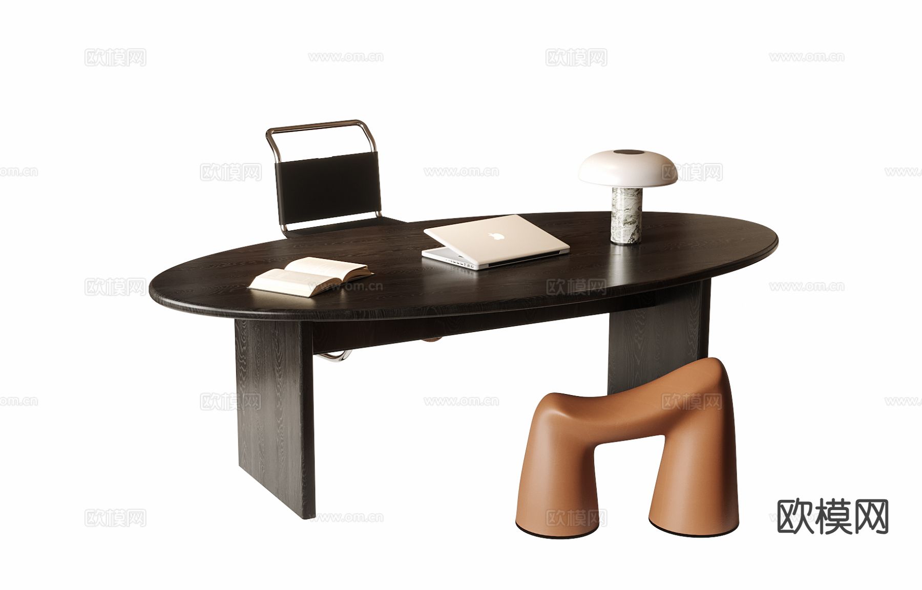 现代书桌 写字台 电脑桌su模型下载（渲染图2）