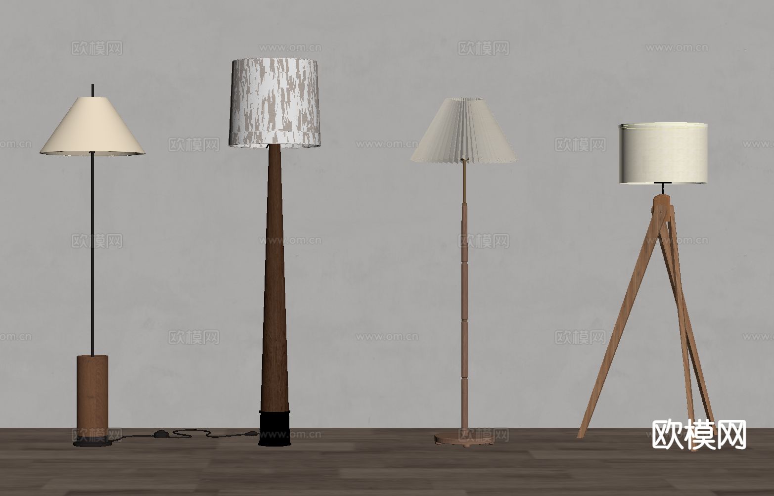 中古风落地灯su模型下载（渲染图1）