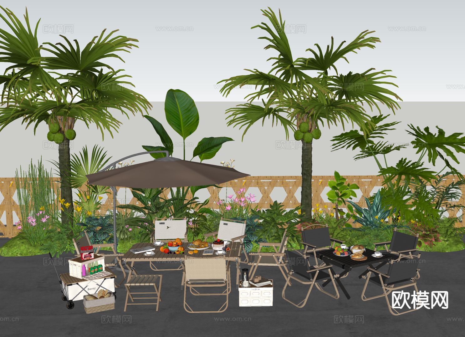 露营折叠桌椅 户外桌椅su模型下载（渲染图1）