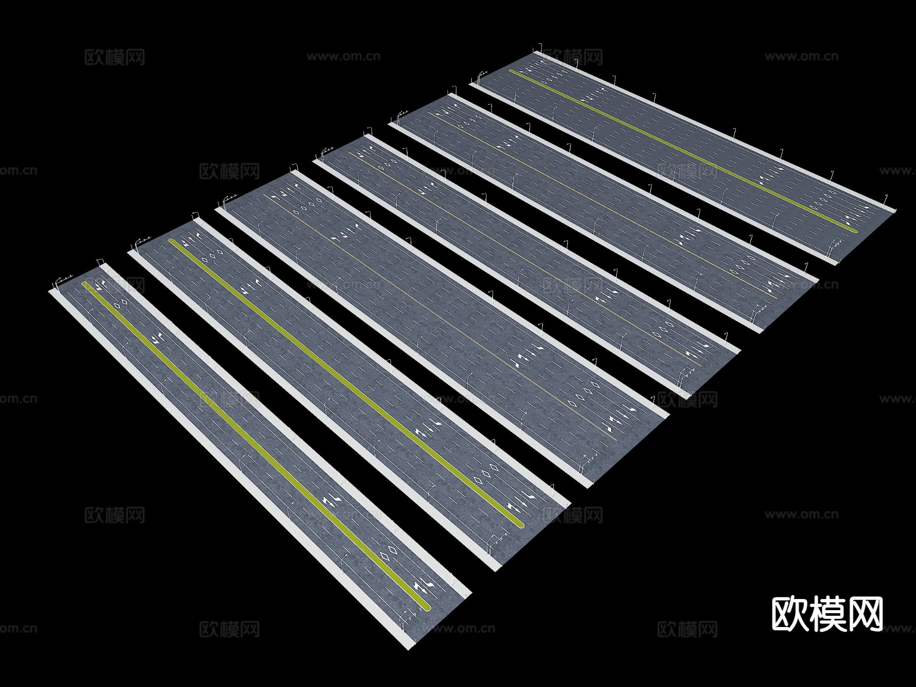 马路 斑马线 停车线 指示箭头su模型下载（渲染图2）