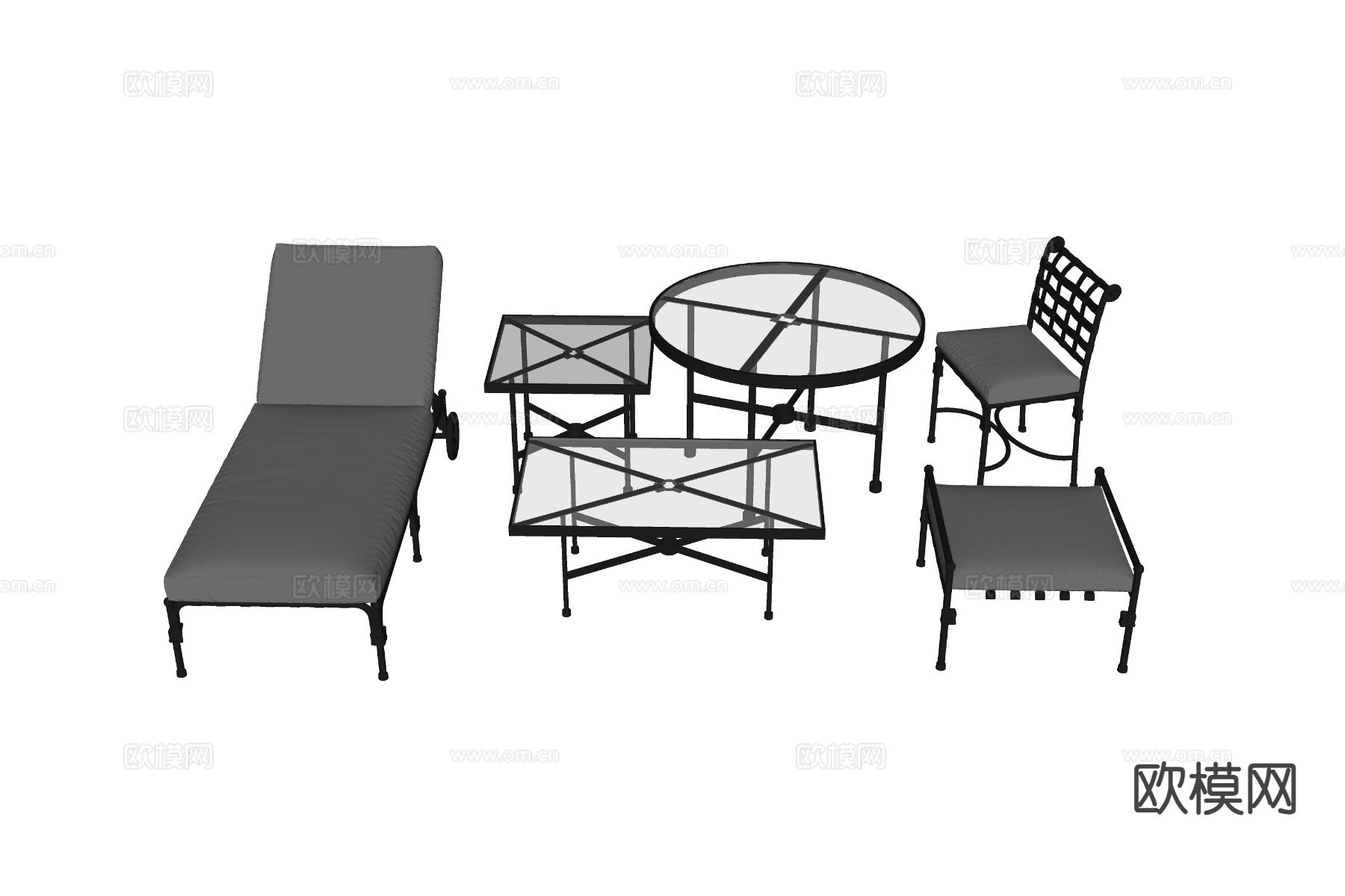 泳池躺椅 沙滩椅 单椅su模型下载（渲染图1）