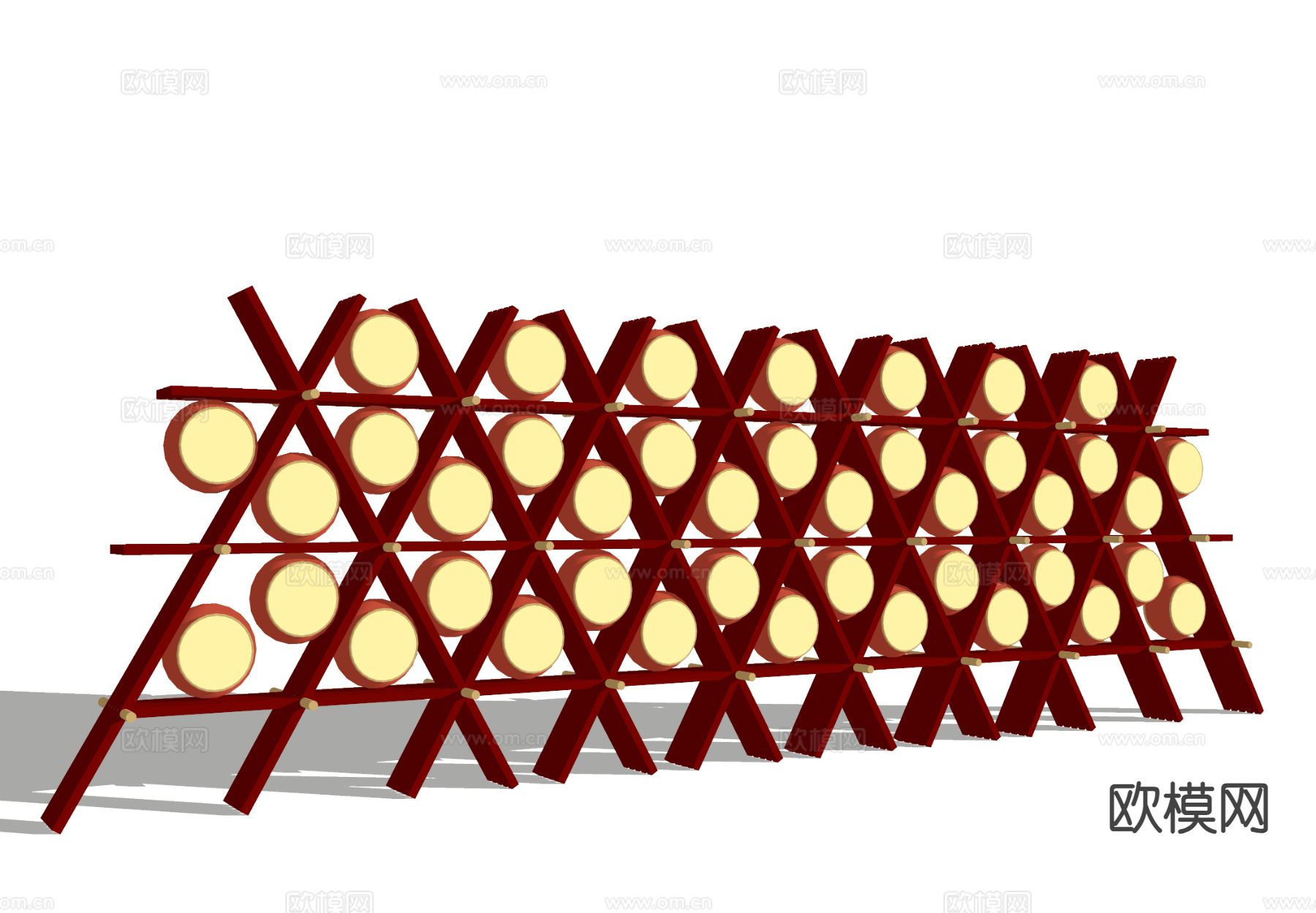 新中式美陈 网红美陈 灯笼打卡墙su模型下载（渲染图1）