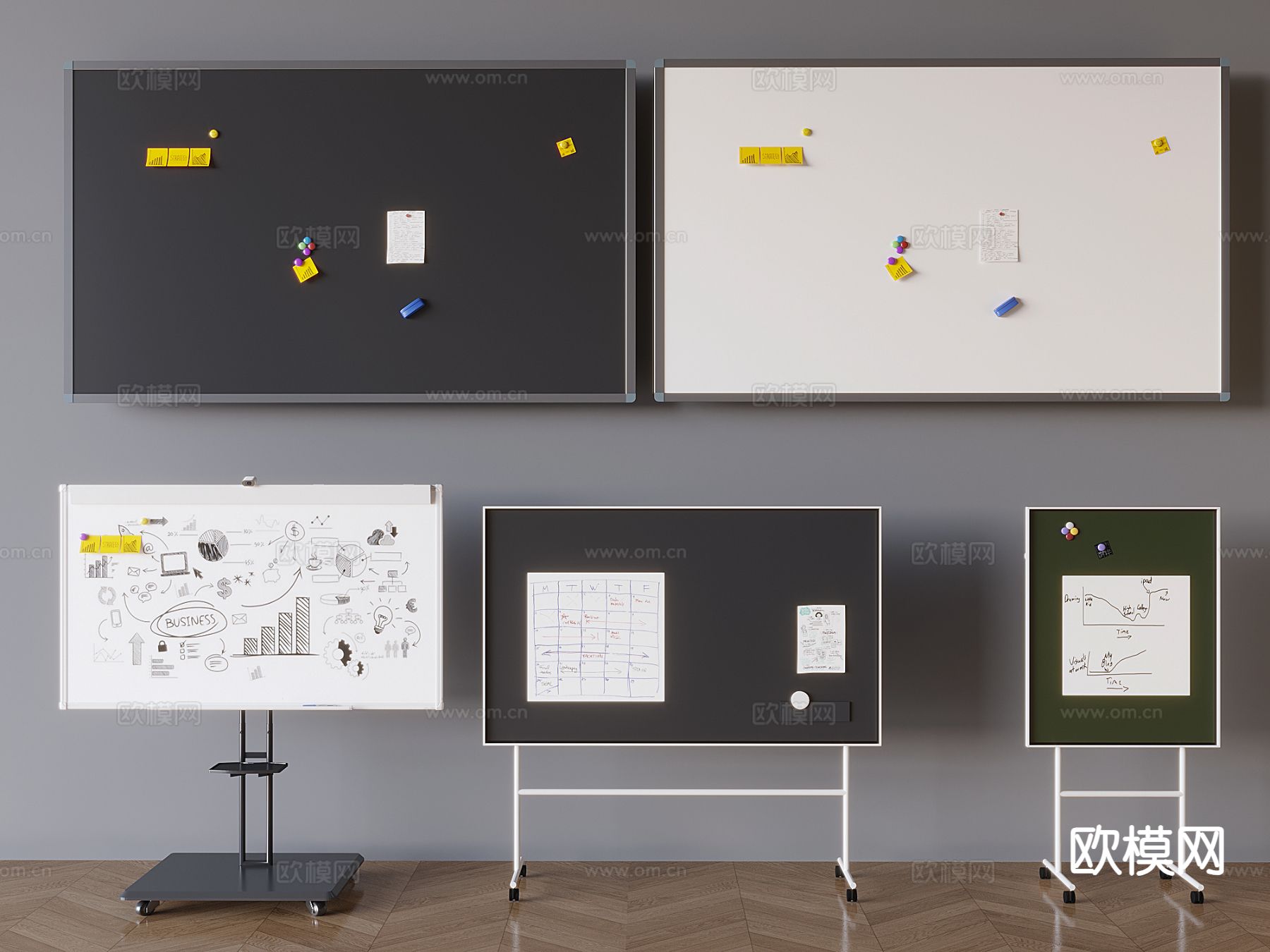 黑板白板 写字板su模型下载（渲染图2）