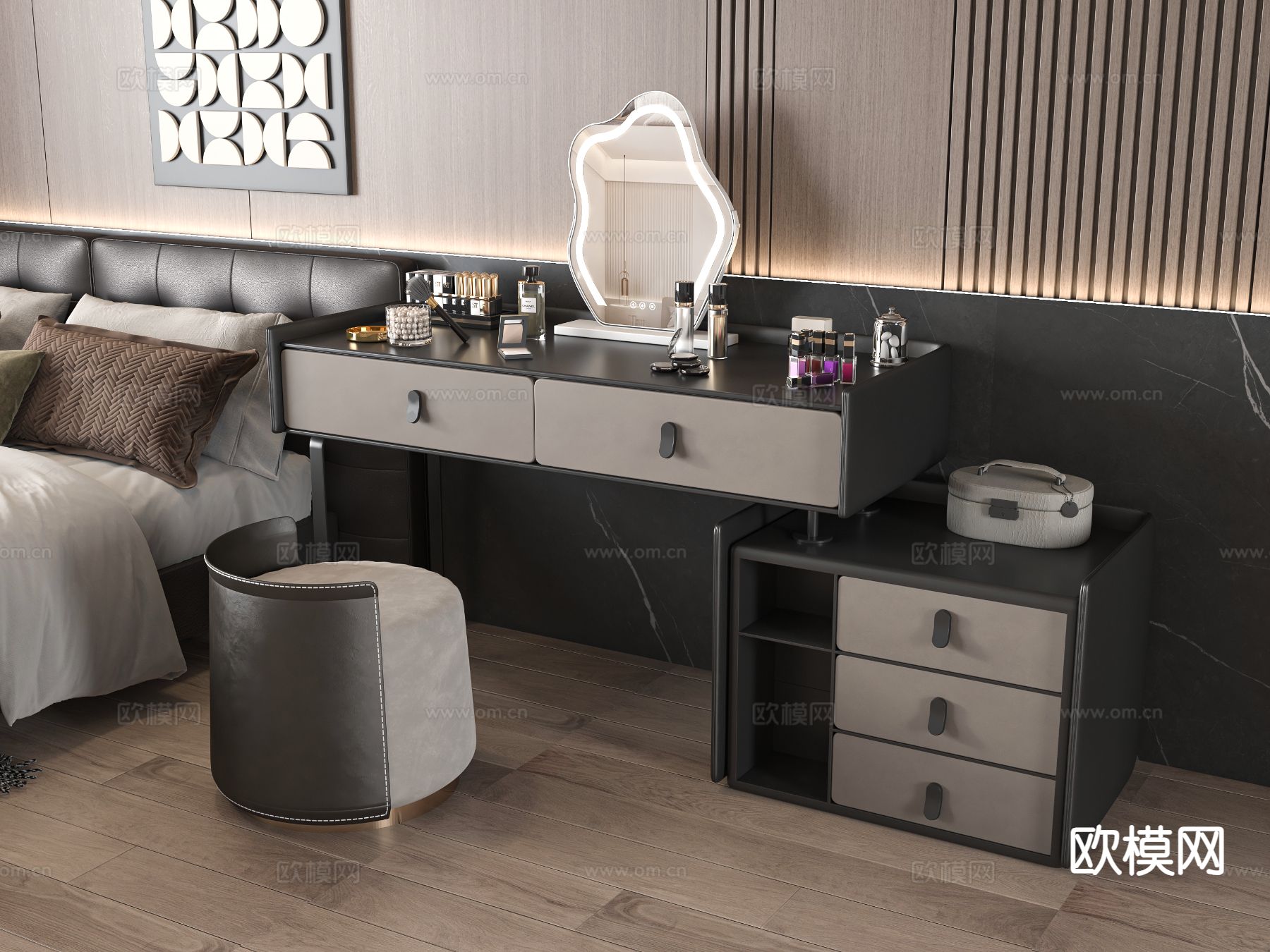 意式梳妆台su模型下载（渲染图2）