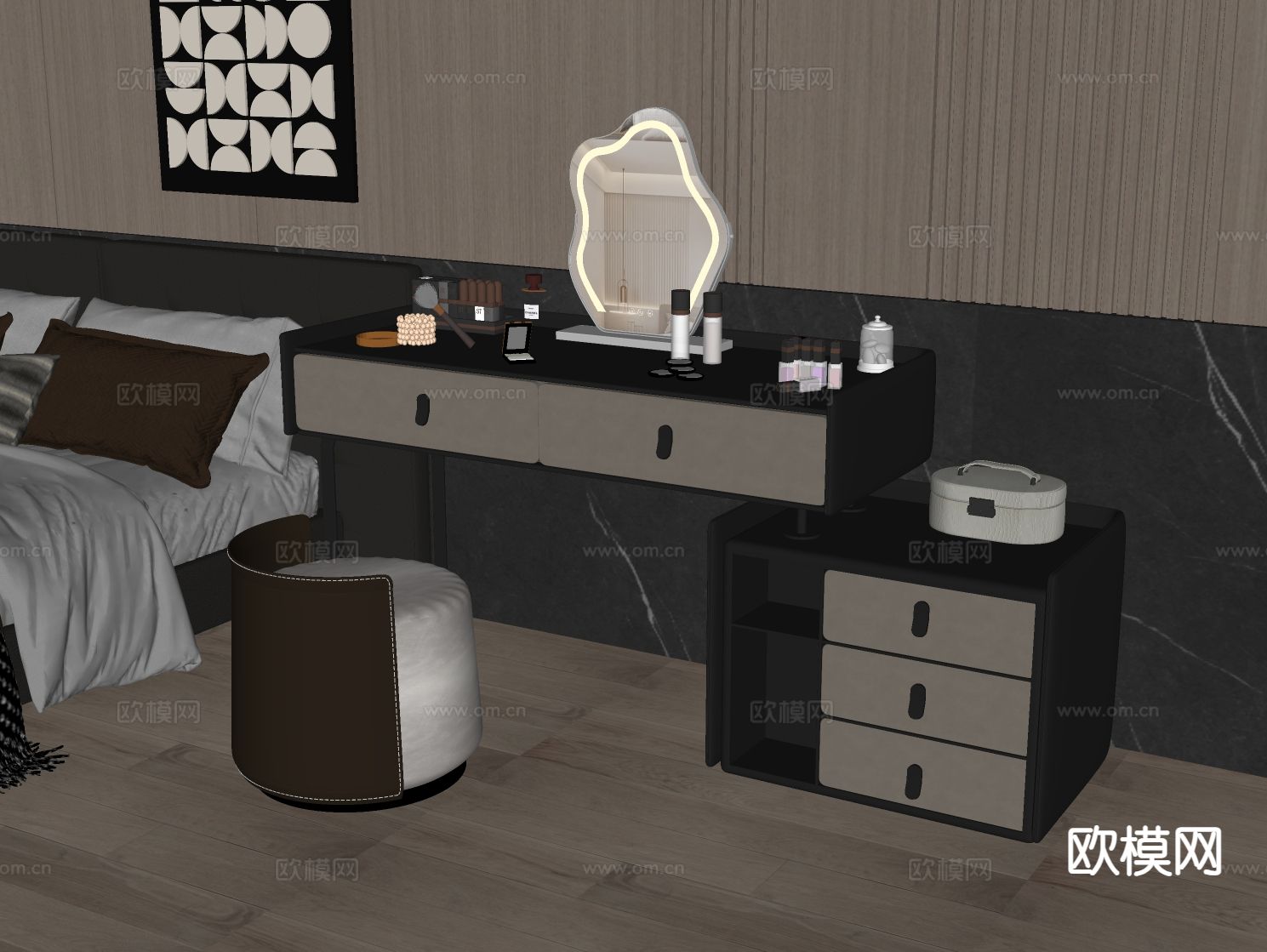 意式梳妆台su模型下载（渲染图1）