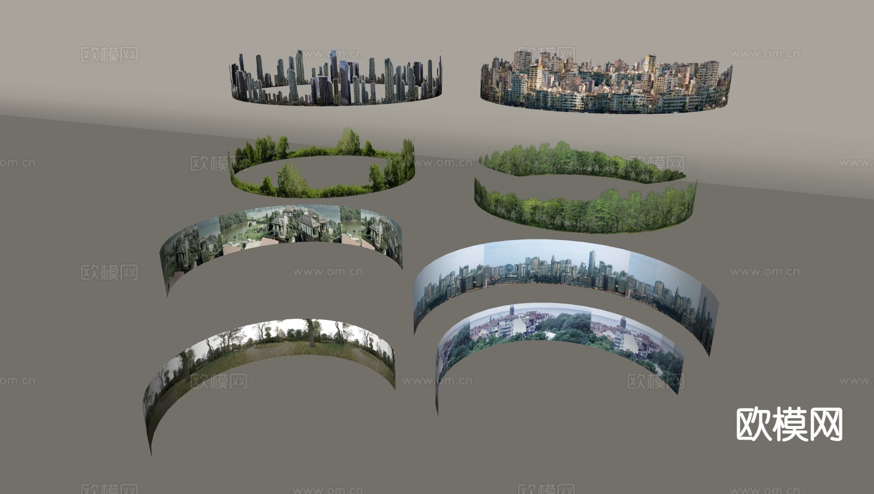 建筑背景 环绕景观背景su模型下载（渲染图1）