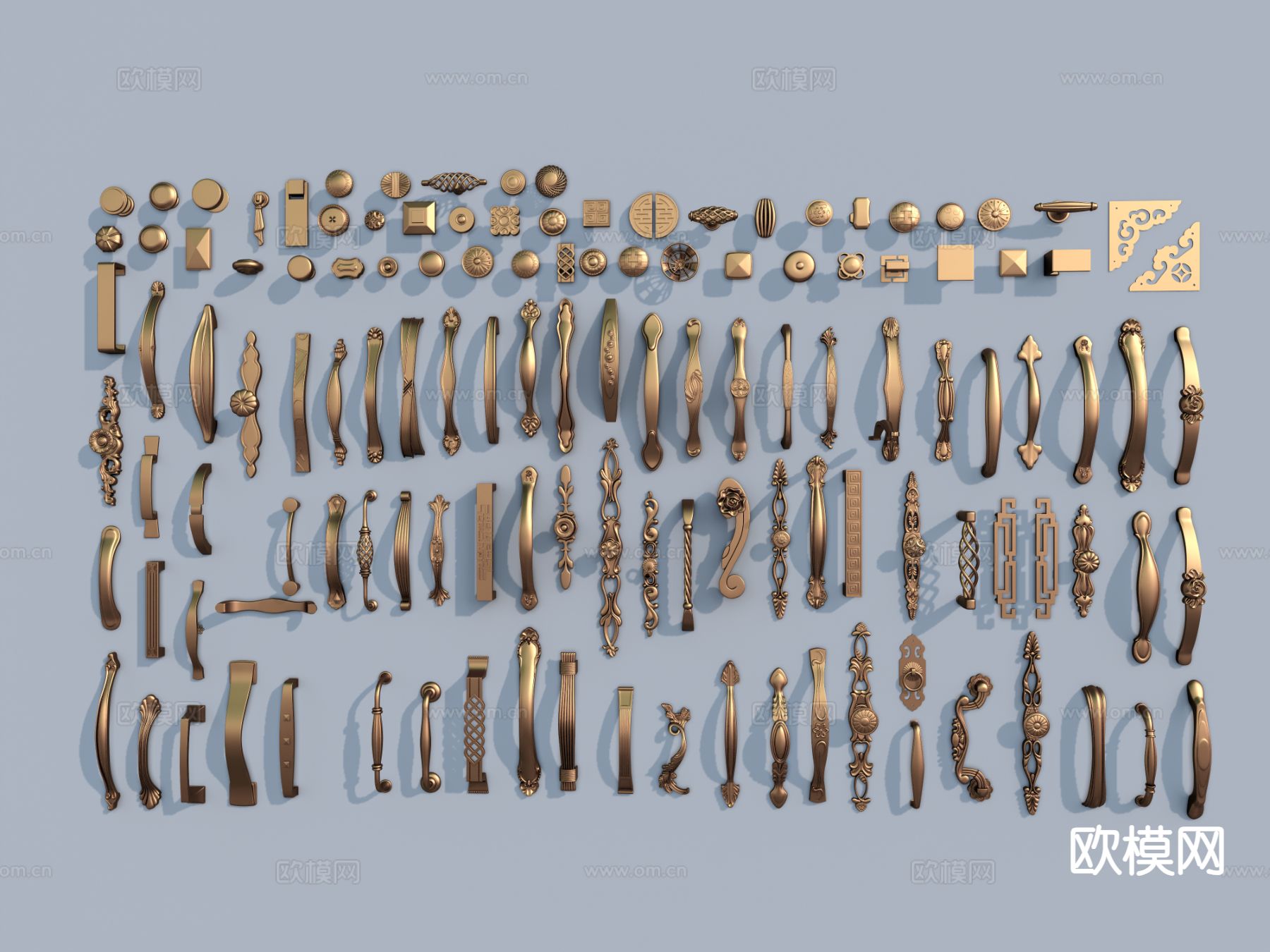 美式门把手 拉手 橱柜拉手3d模型下载