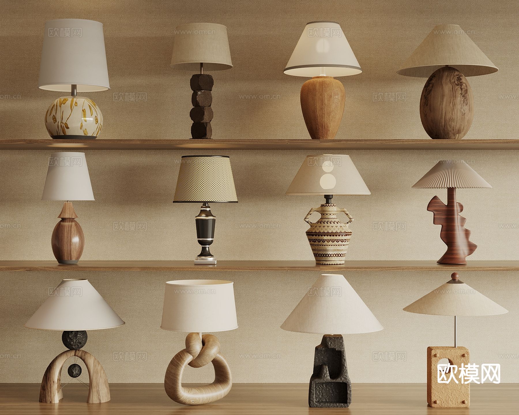 中古风台灯3d模型下载