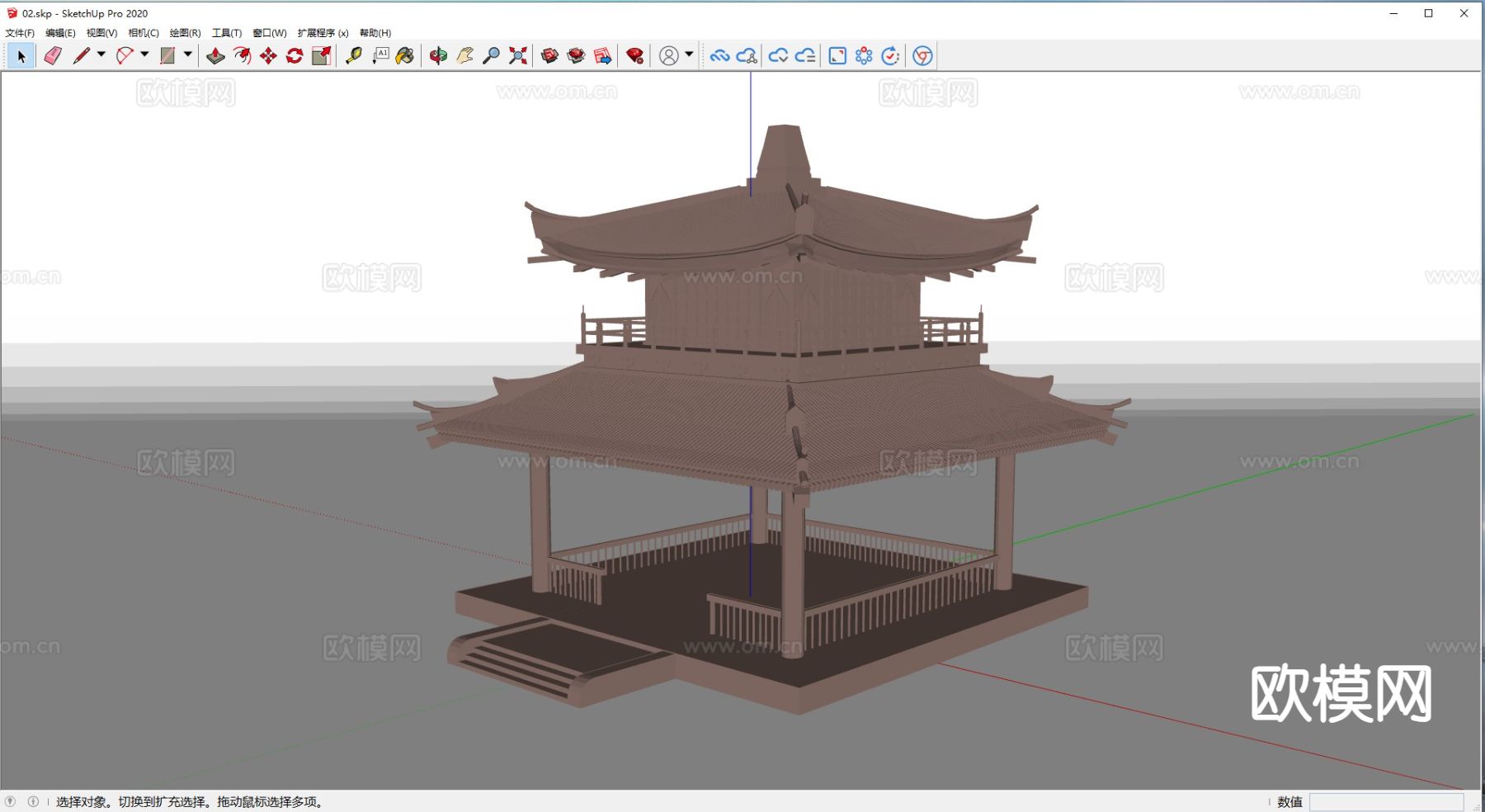 古建塔楼 阁楼su模型下载（渲染图1）