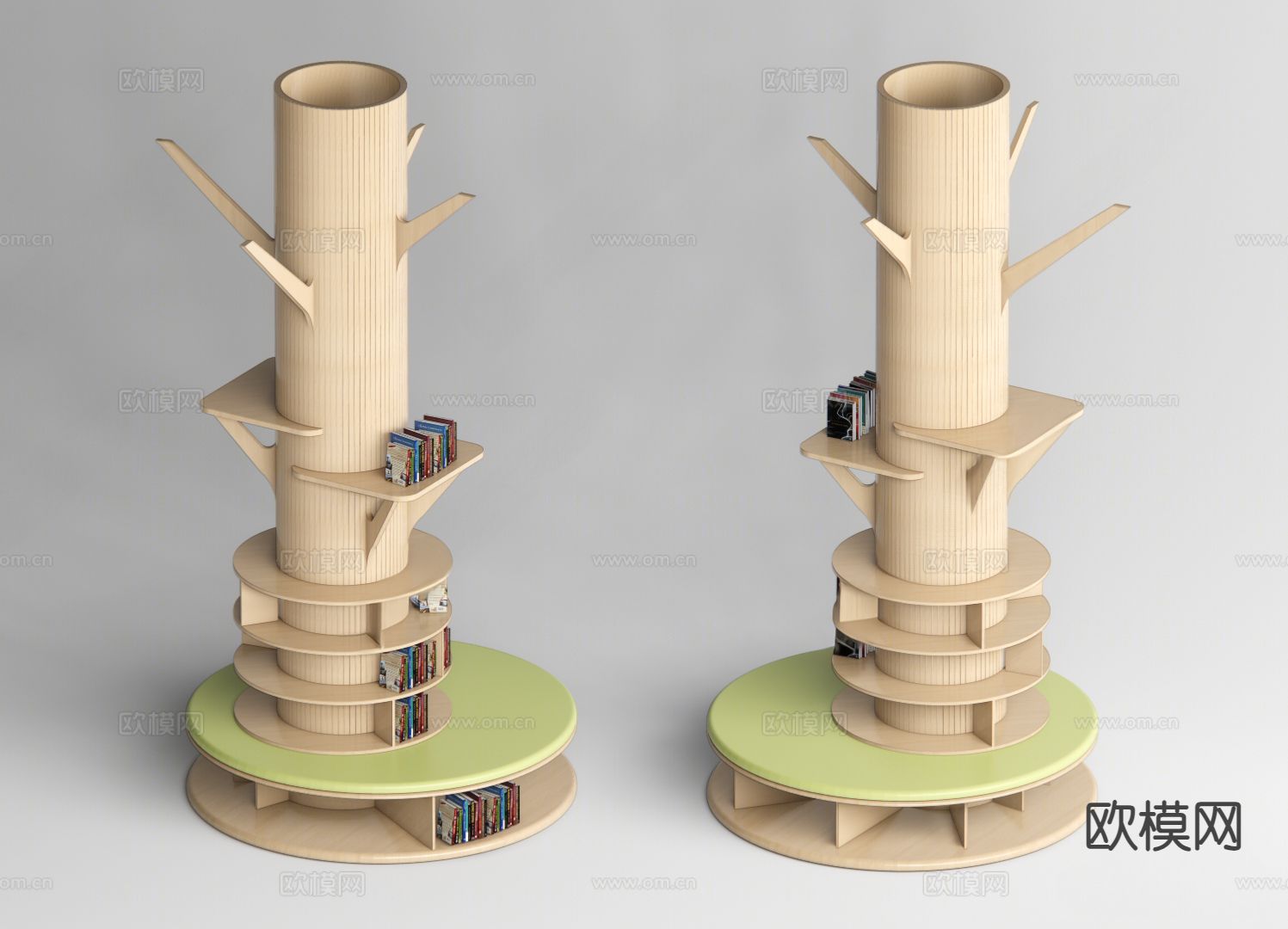 现代柱子书架 包柱3d模型下载