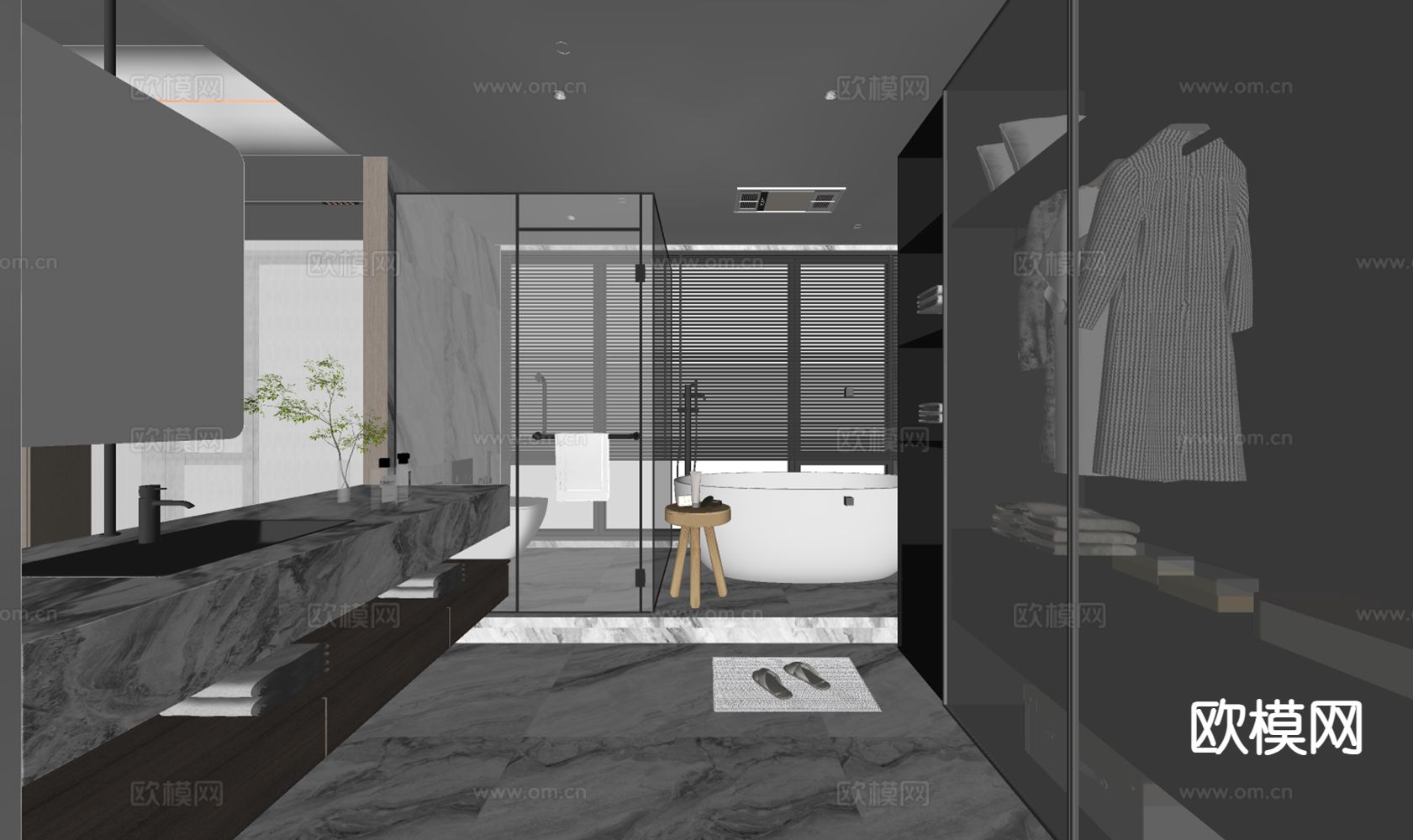 现代卫生间 浴室su模型下载（渲染图1）