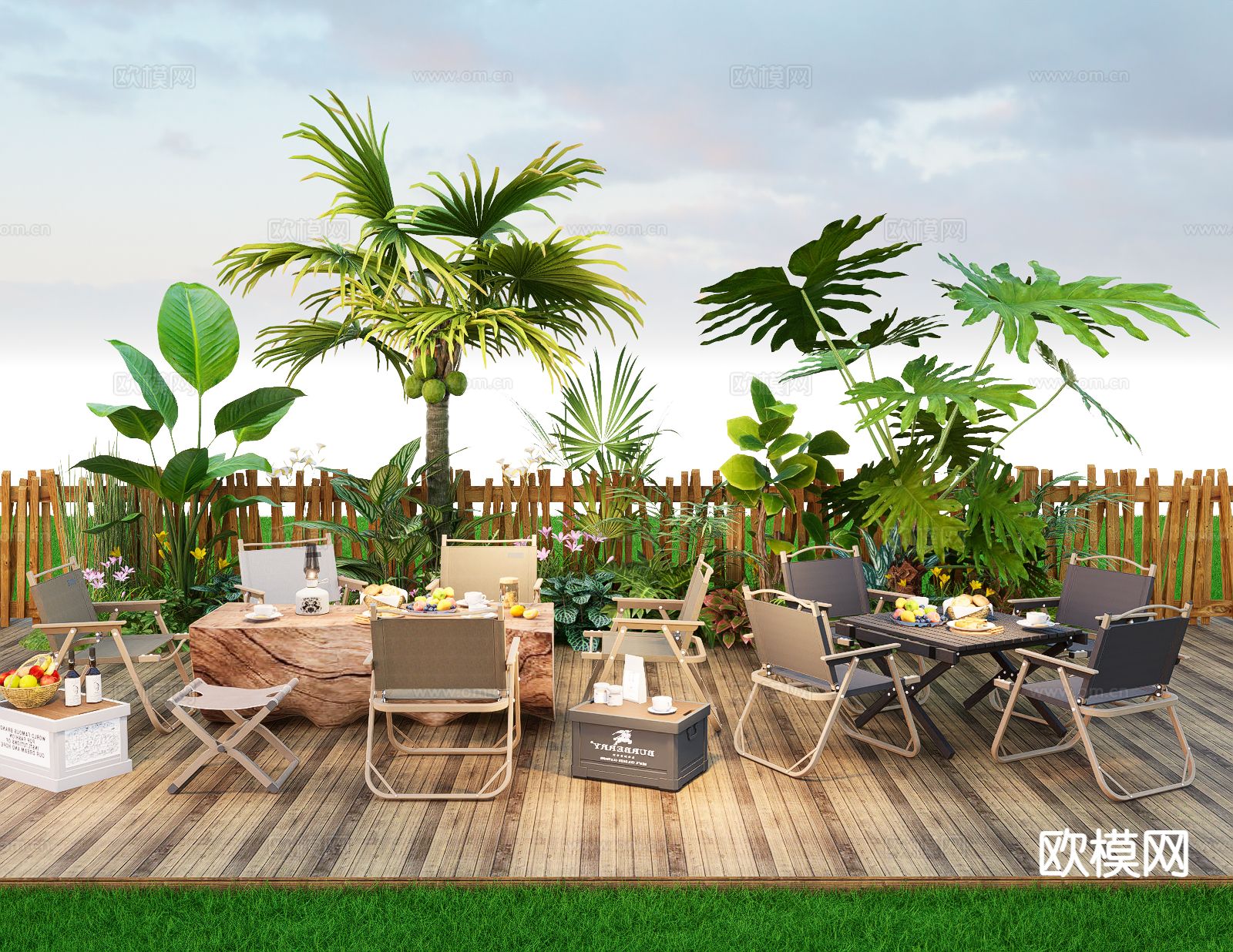 现代露营折叠桌椅su模型下载（渲染图2）