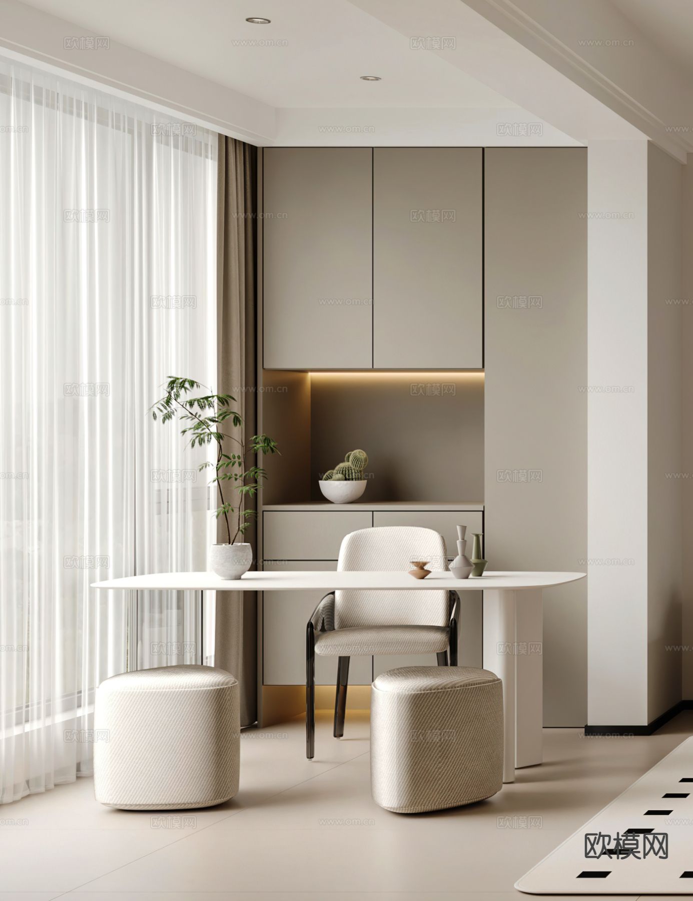 现代阳台茶桌椅3d模型下载