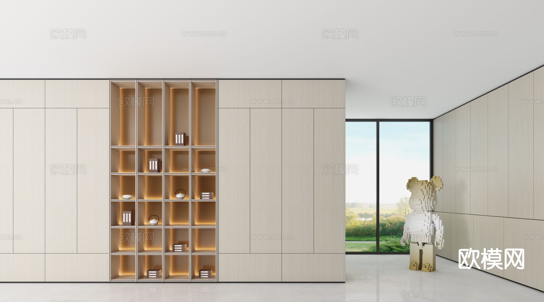 新中式装饰柜3d模型下载