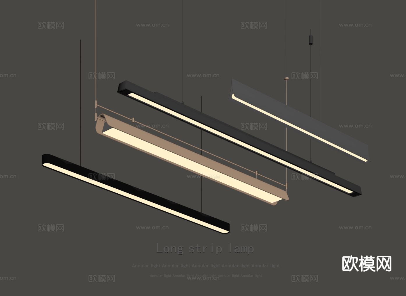 办公吊灯 长条吊灯su模型下载（渲染图1）