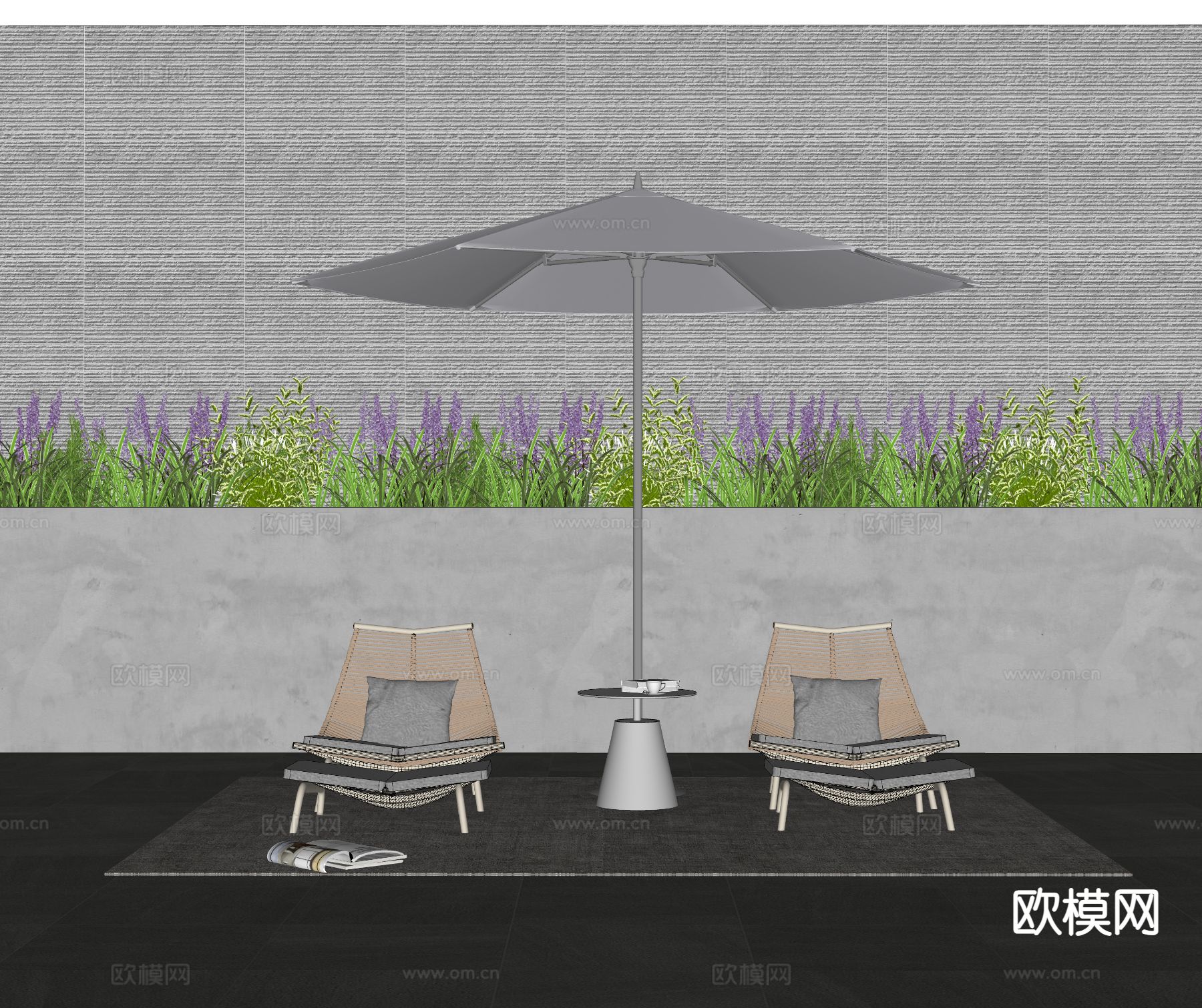 户外躺椅 泳池躺椅 脚踏su模型下载（渲染图1）