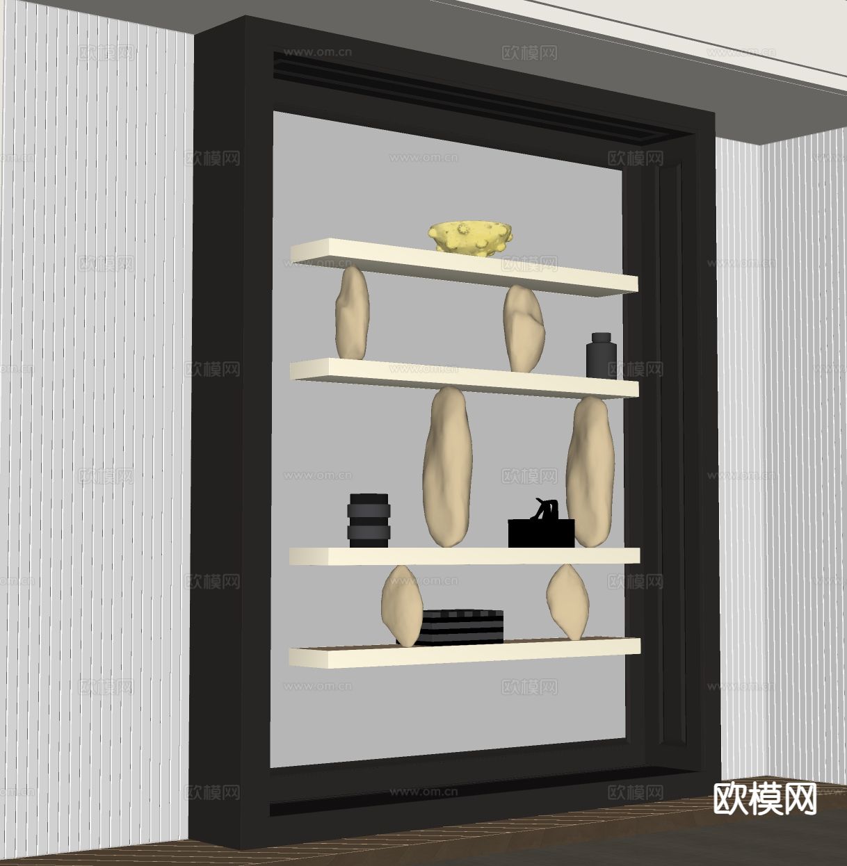 轻奢吊柜 壁挂置物架 展示架su模型下载（渲染图1）