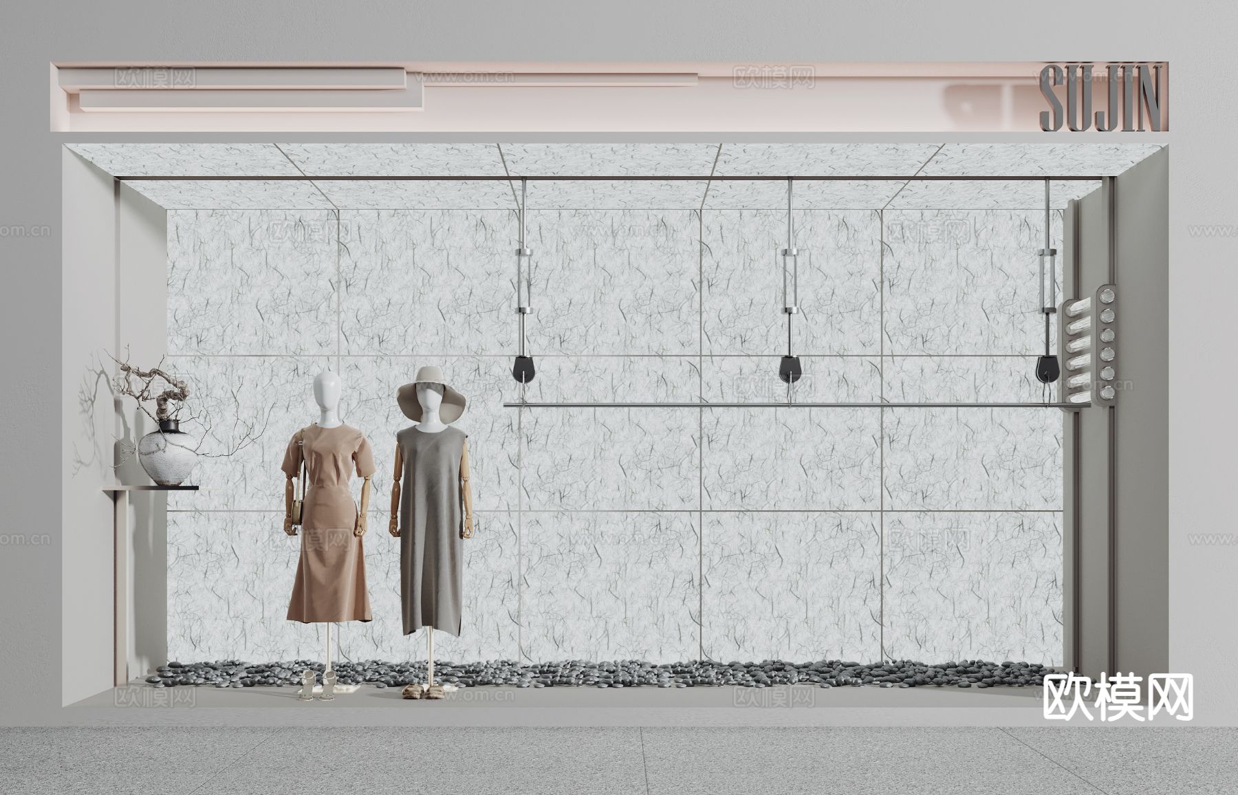 服装店橱窗 橱窗美陈3d模型下载