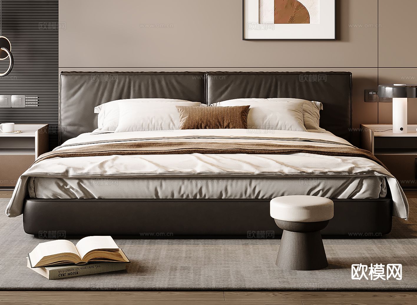 意式双人床3d模型下载