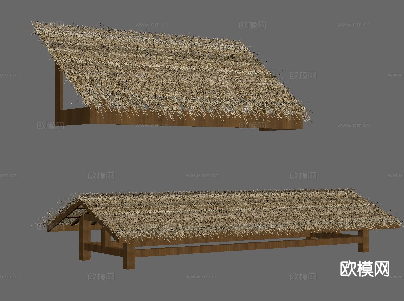 茅草棚 屋檐 屋顶 屋脊su模型下载（渲染图1）