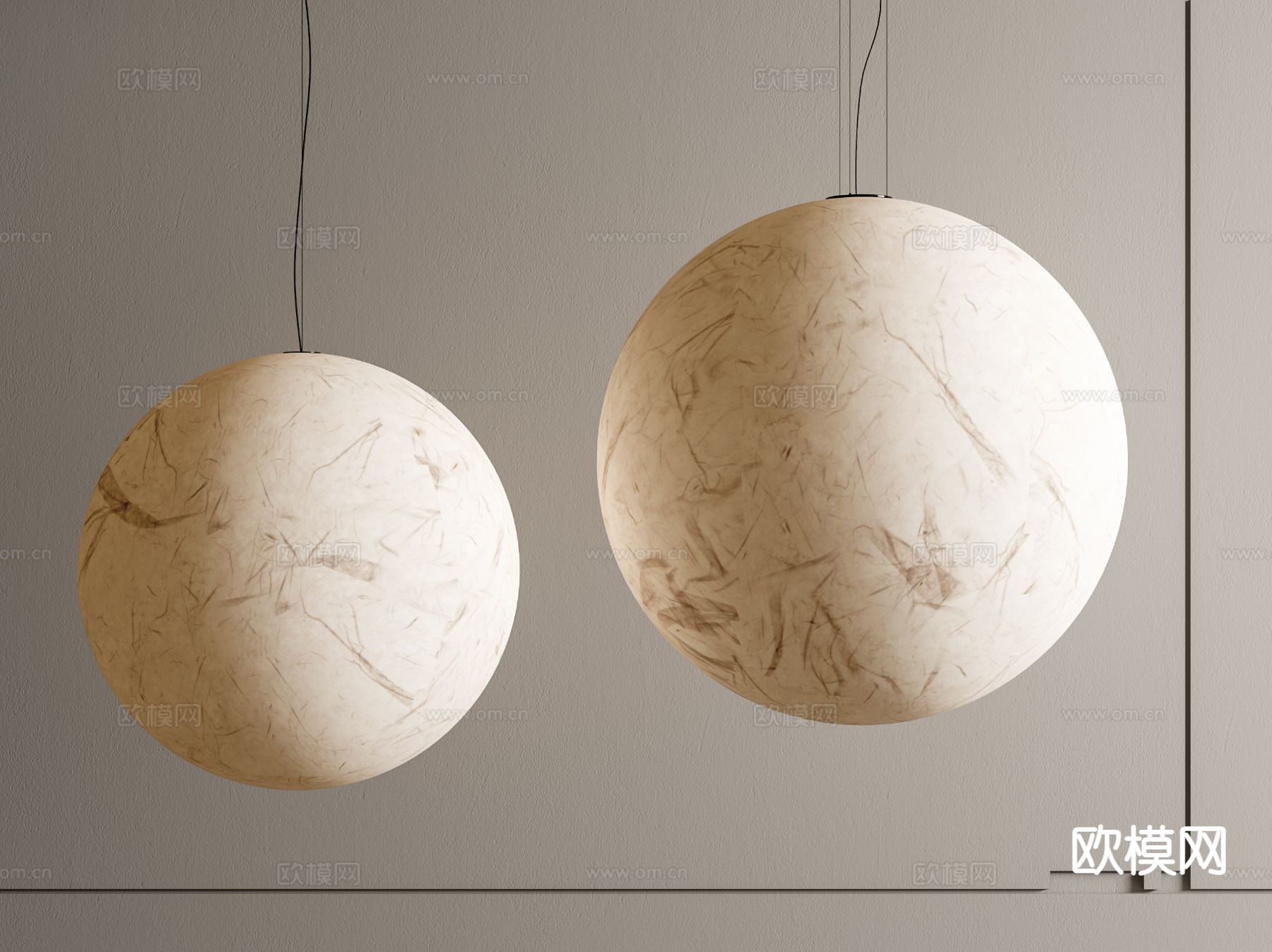 侘寂吊灯 杜邦纸吊灯su模型