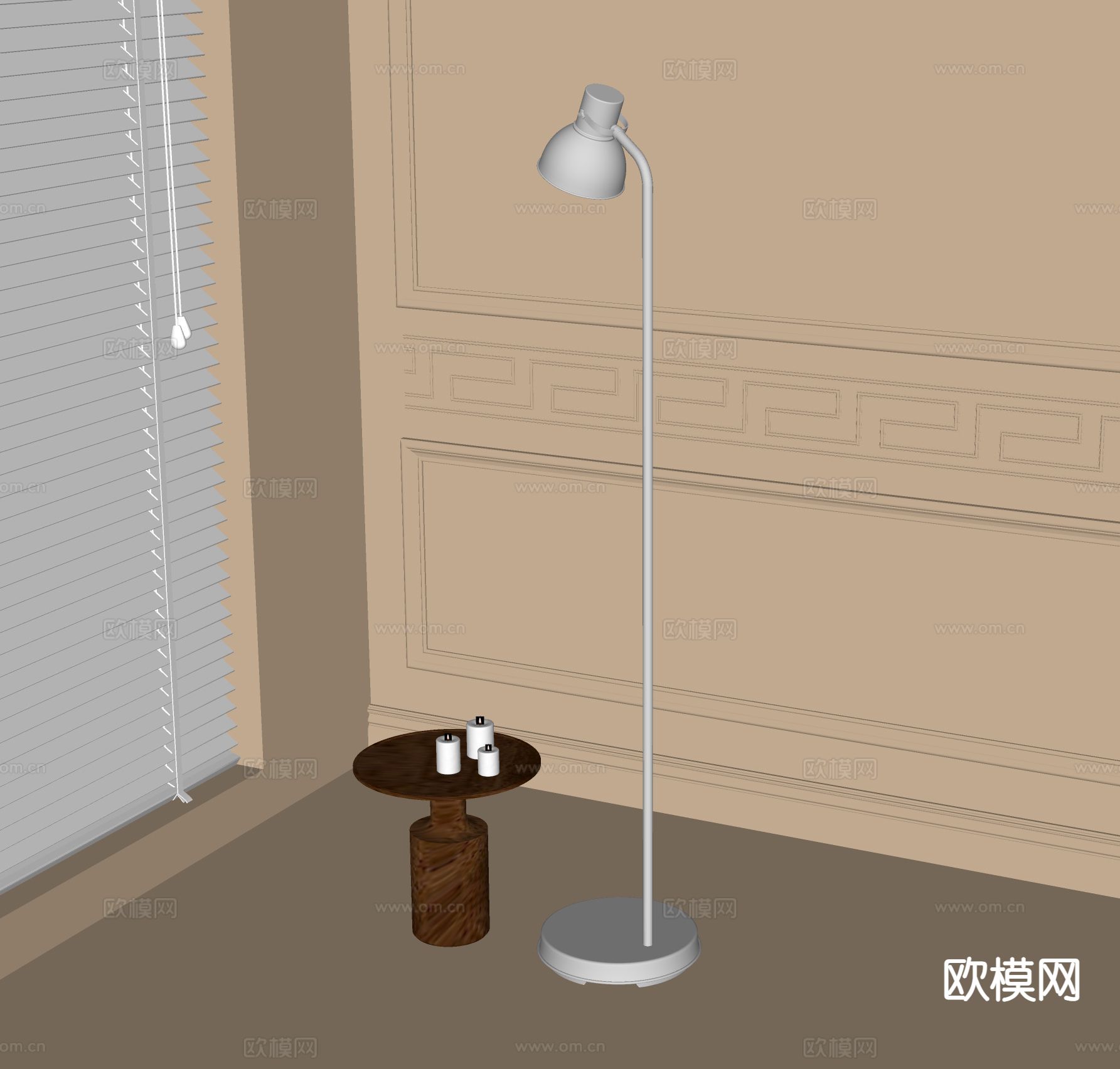 轻奢落地灯su模型下载（渲染图1）
