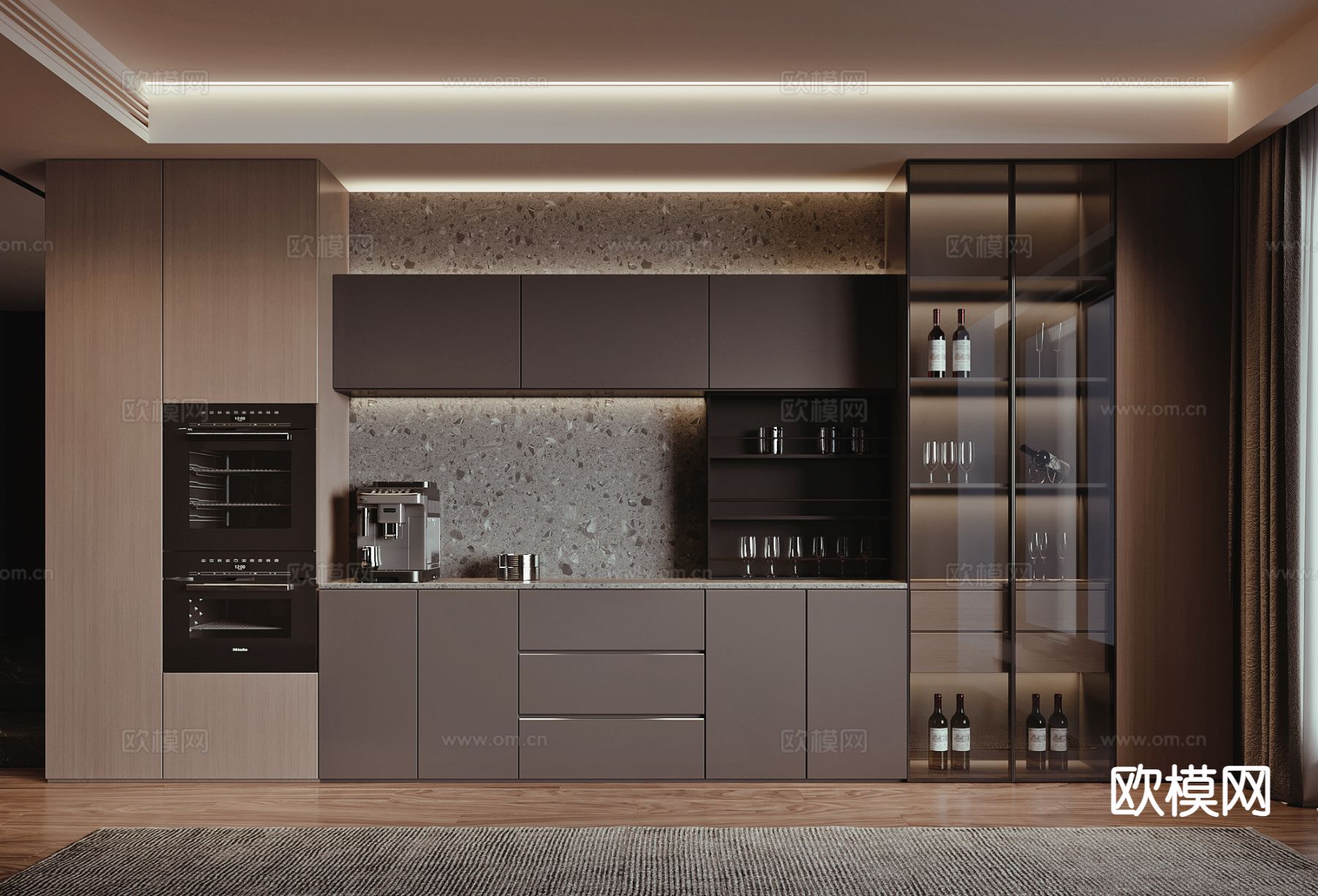 现代餐边柜 西厨3d模型下载