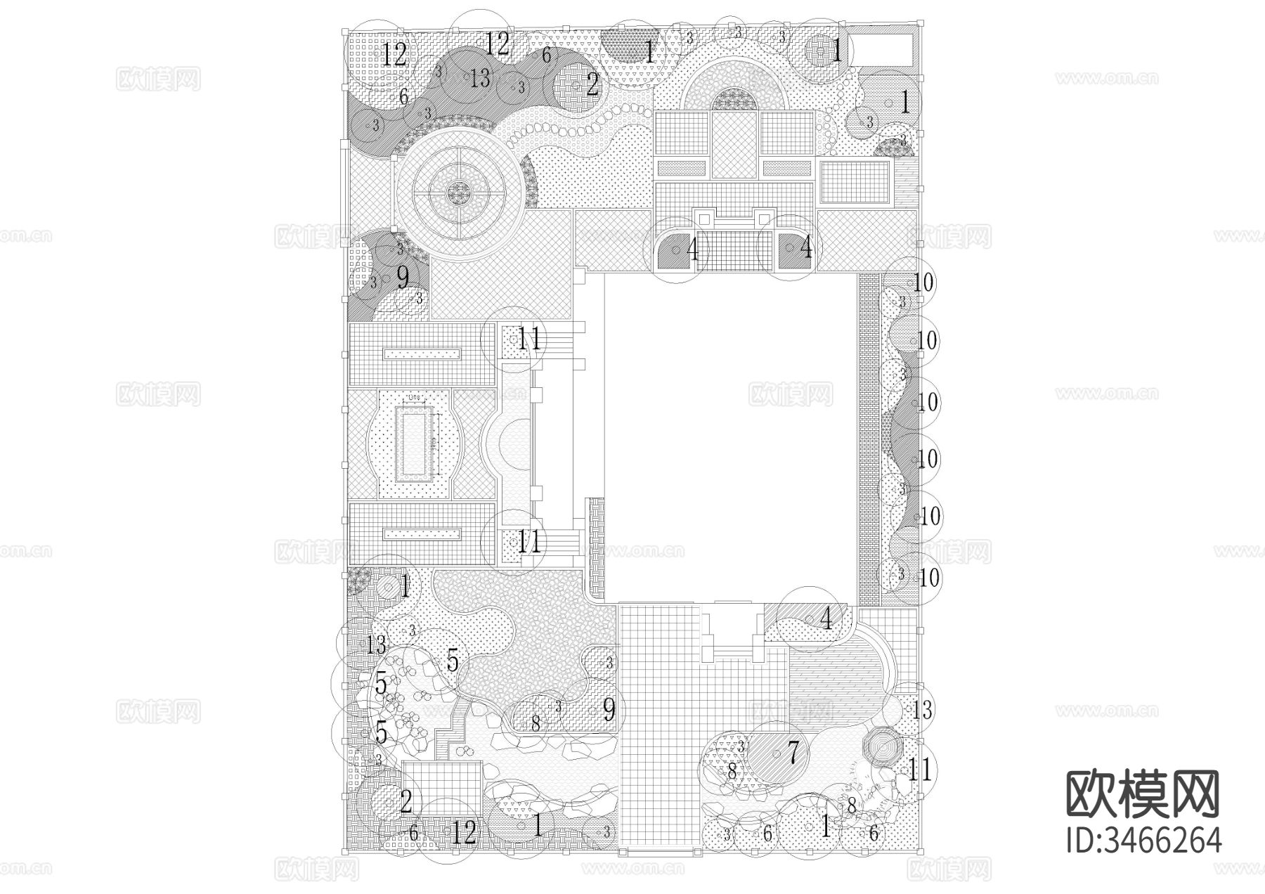 简中式-现代并重别墅花园cad施工图下载（渲染图4）