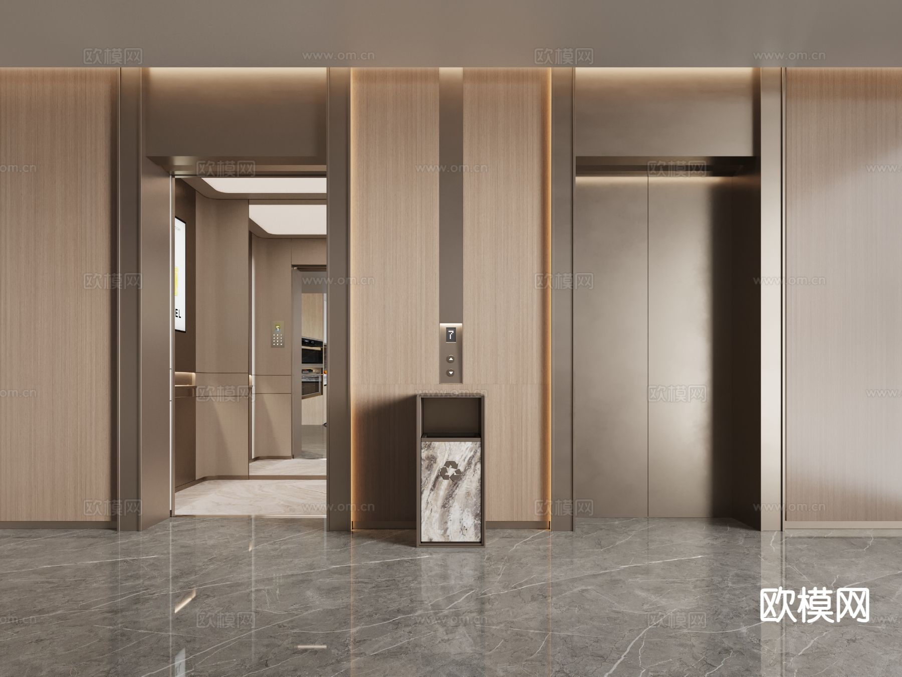 公司电梯间 电梯厅3d模型下载