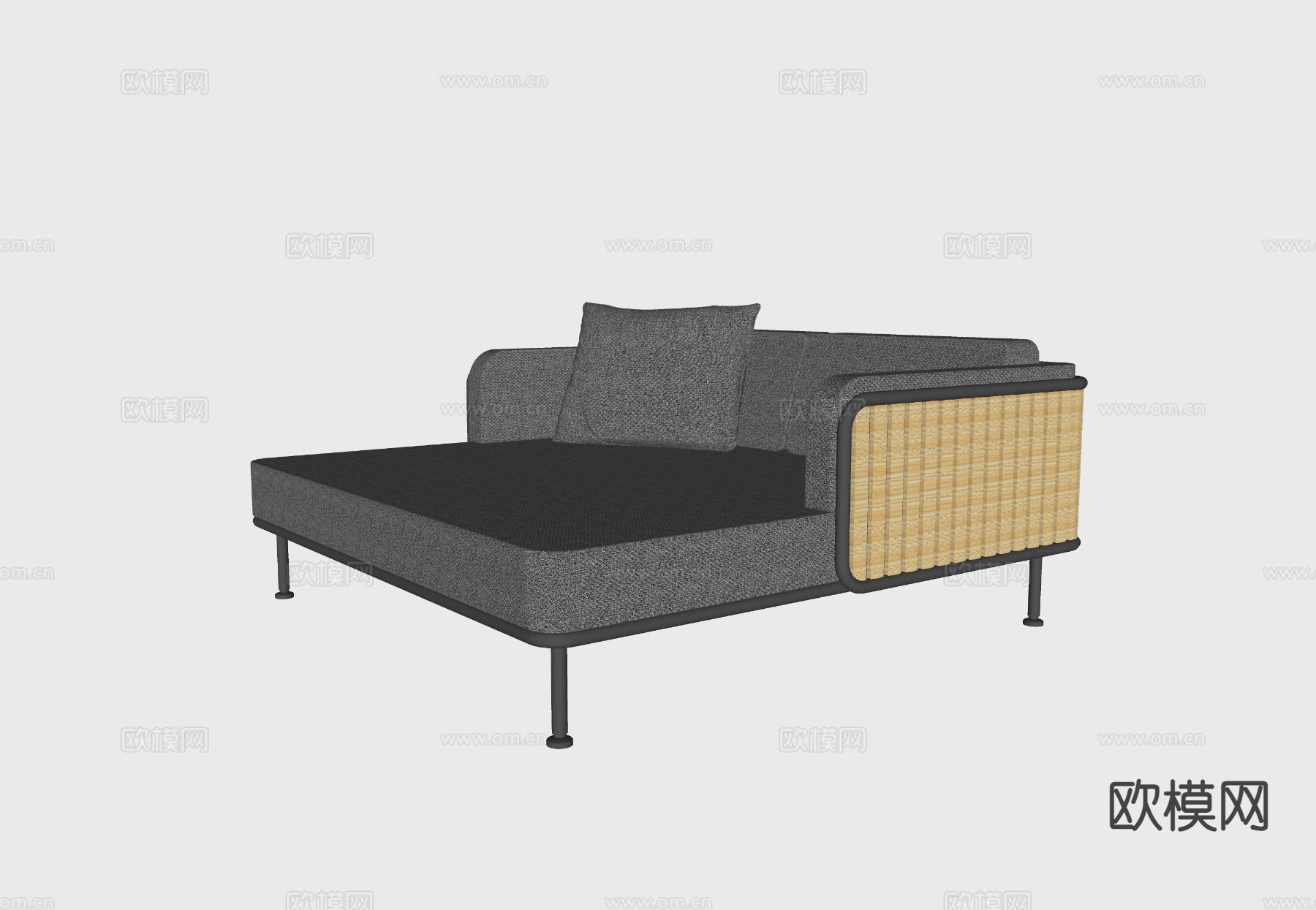 现代躺床 躺椅su模型下载（渲染图1）