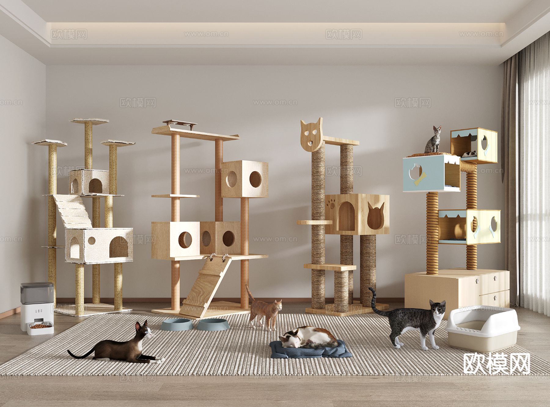 猫爬架 猫窝猫架 猫 宠物柜 宠物用品3d模型下载