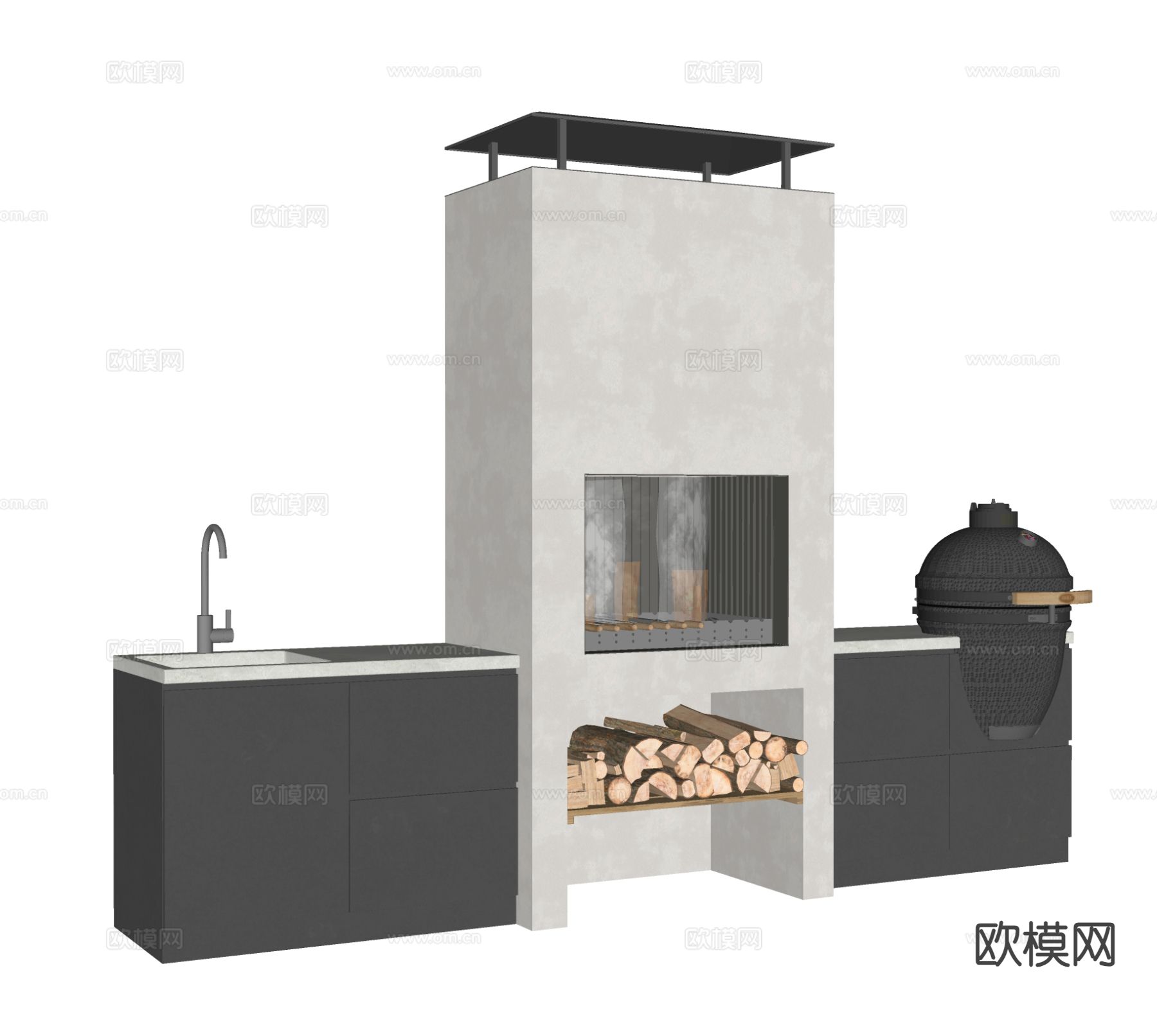 户外壁炉 烧烤架 BBQsu模型下载（渲染图1）