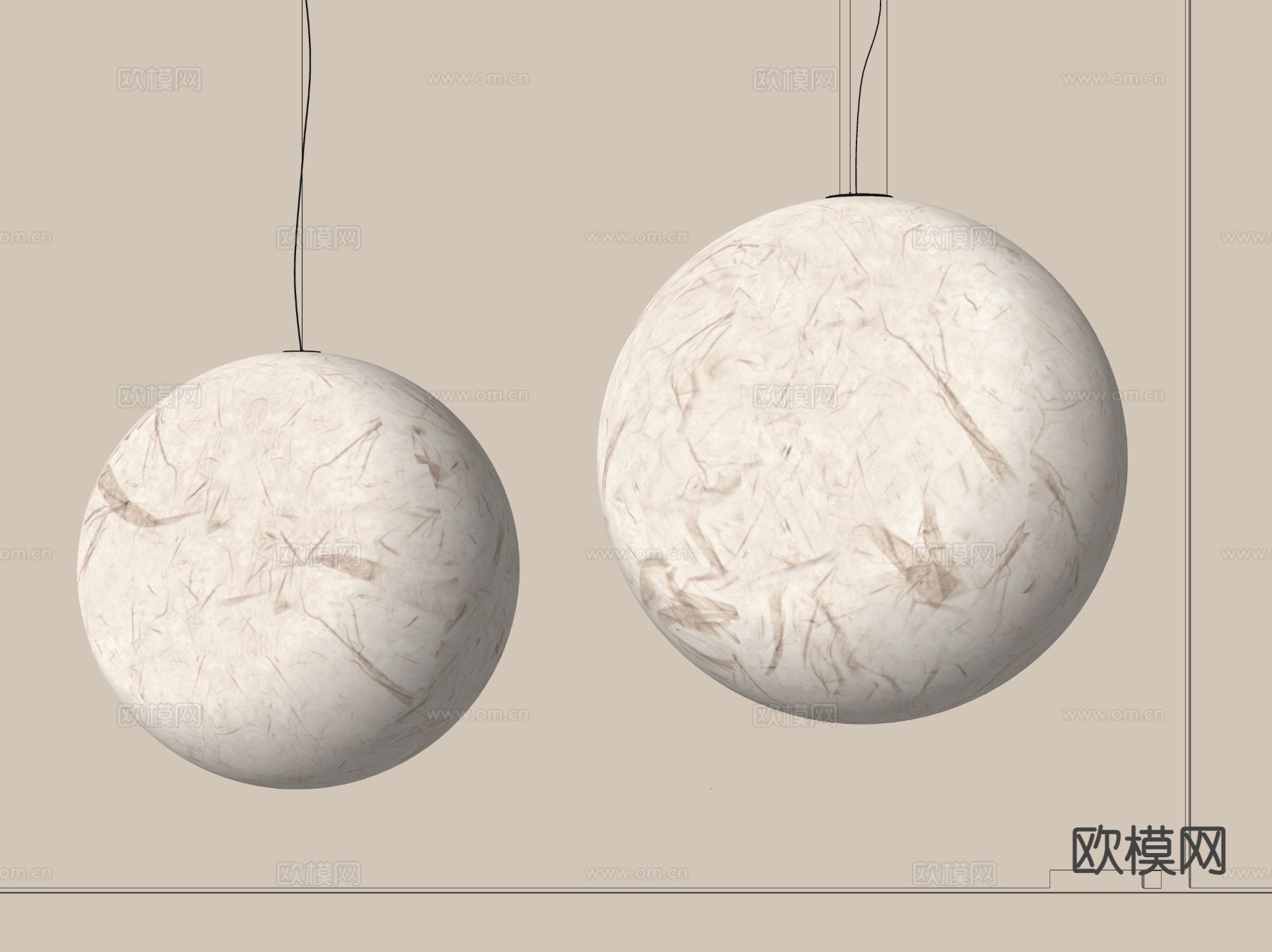 侘寂吊灯 杜邦纸吊灯su模型