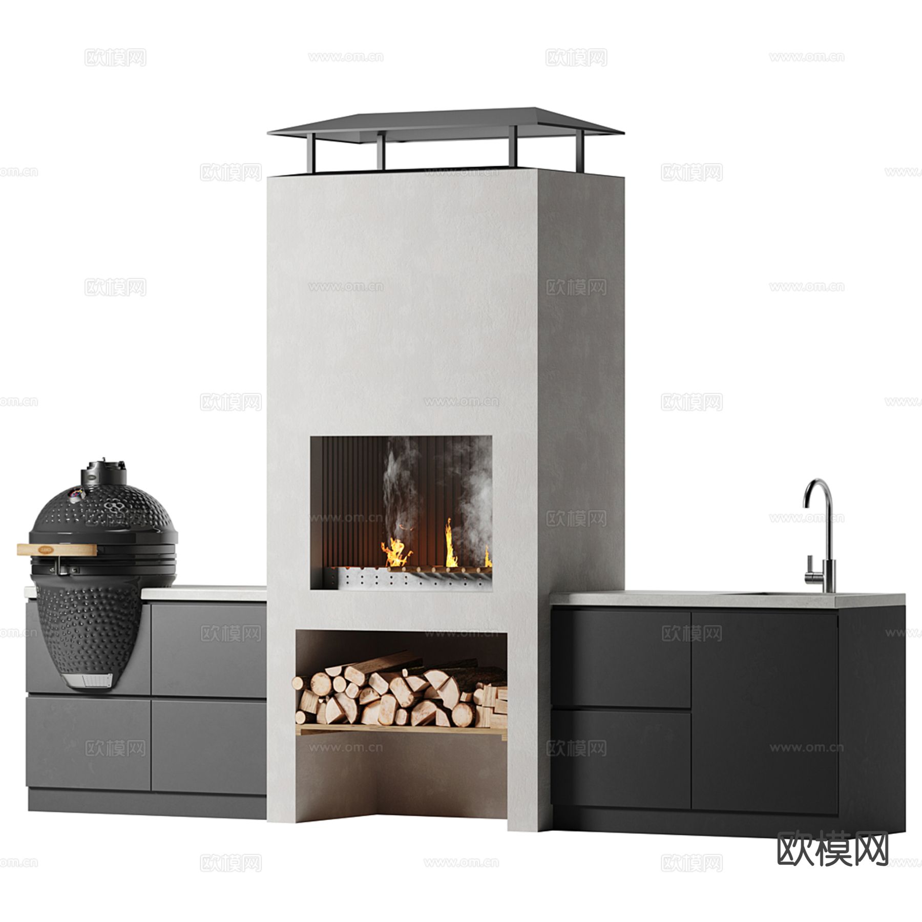 户外壁炉 烧烤架 BBQsu模型下载（渲染图5）