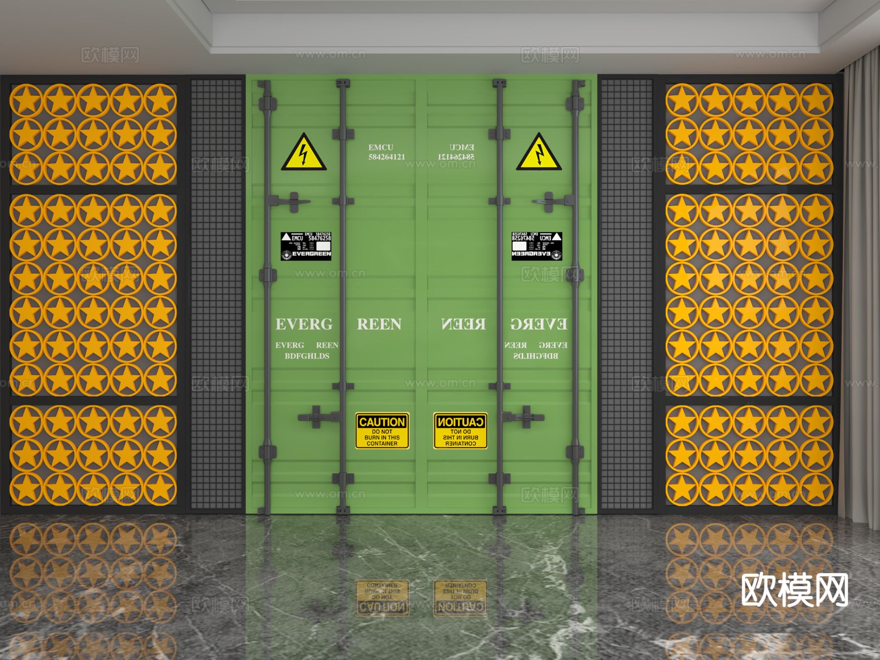 工业风背景墙 网红打卡3d模型下载