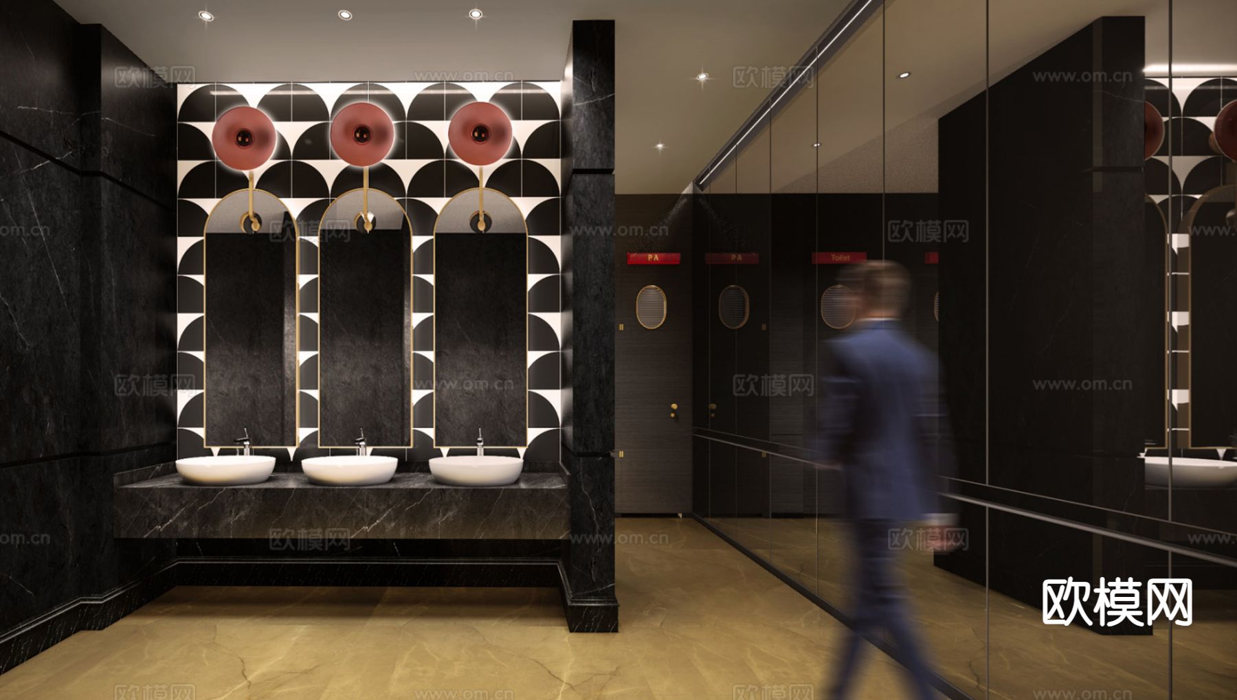 酒店卫生间 洗手间su模型下载（渲染图2）