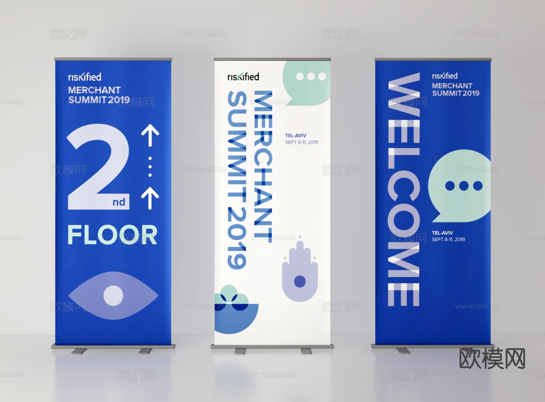 广告牌 易拉宝 海报架 展示牌su模型下载（渲染图2）