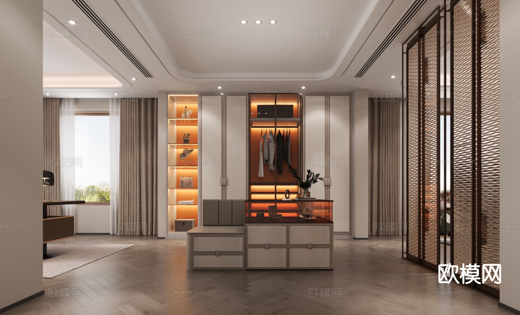 新中式衣帽间3d模型下载