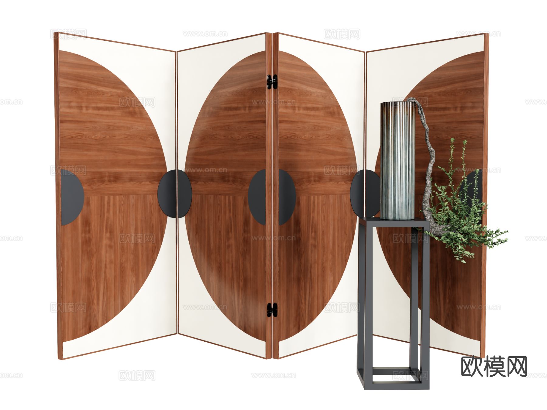 侘寂屏风 折叠屏风su模型下载（渲染图2）
