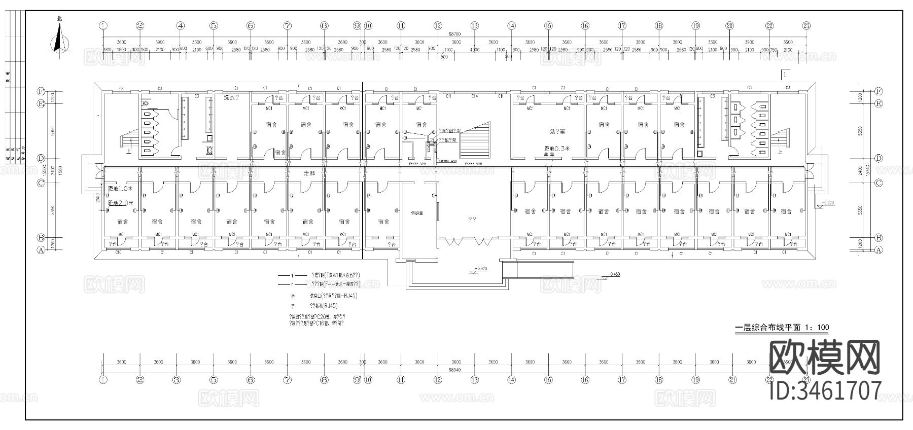 某地区学校六层宿舍楼电气详图cad施工图下载（渲染图5）