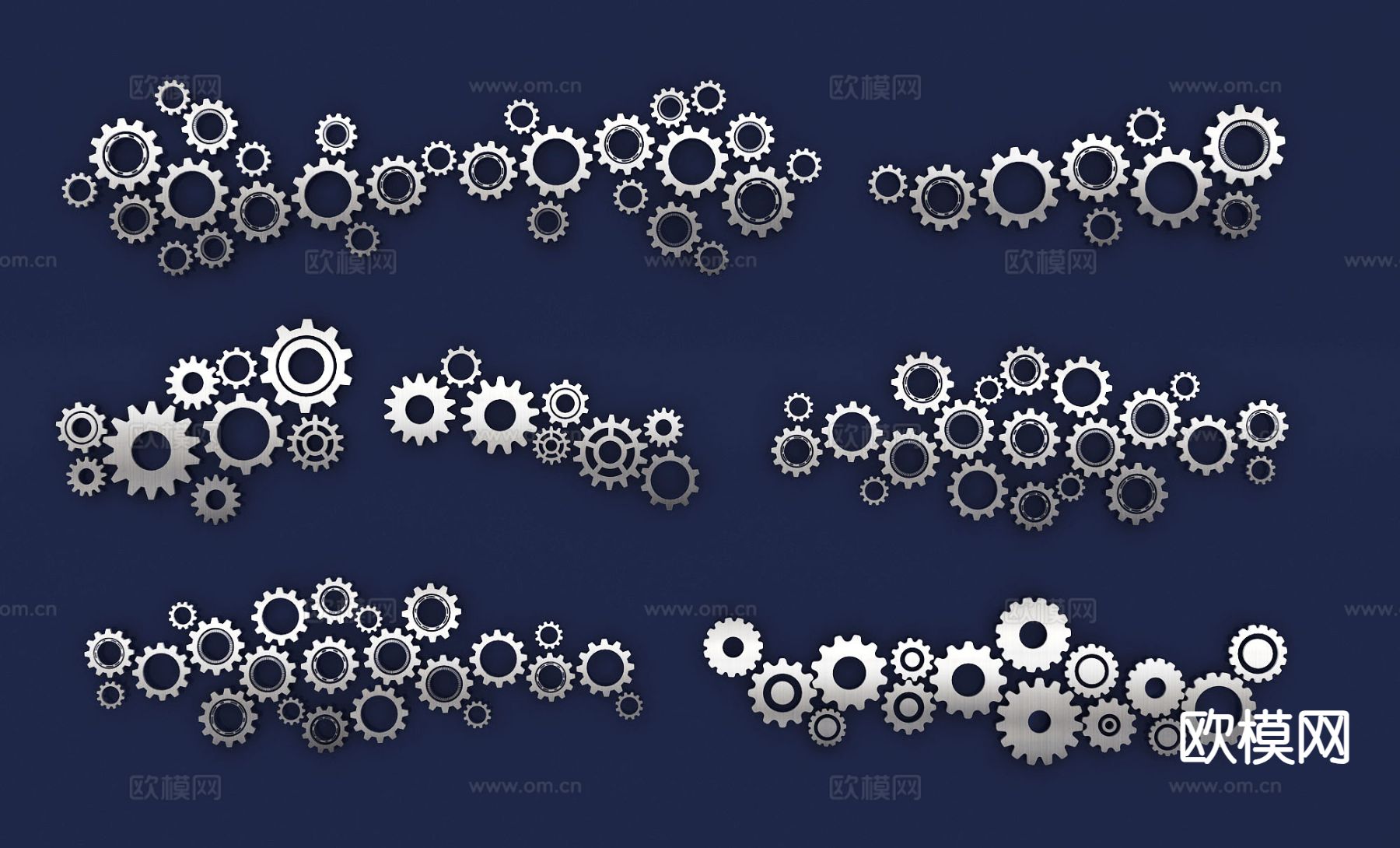 工业风齿轮 机械零件 齿轮手 墙饰挂件su模型下载（渲染图2）