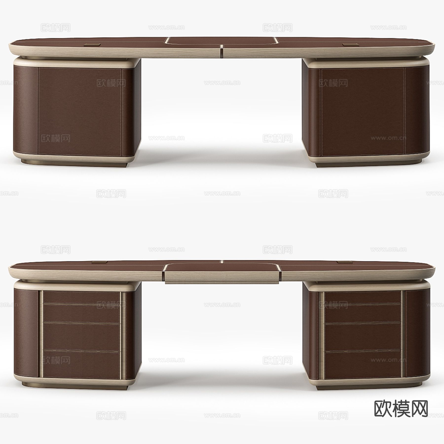 意式办公桌 老板桌 大班台su模型下载（渲染图3）