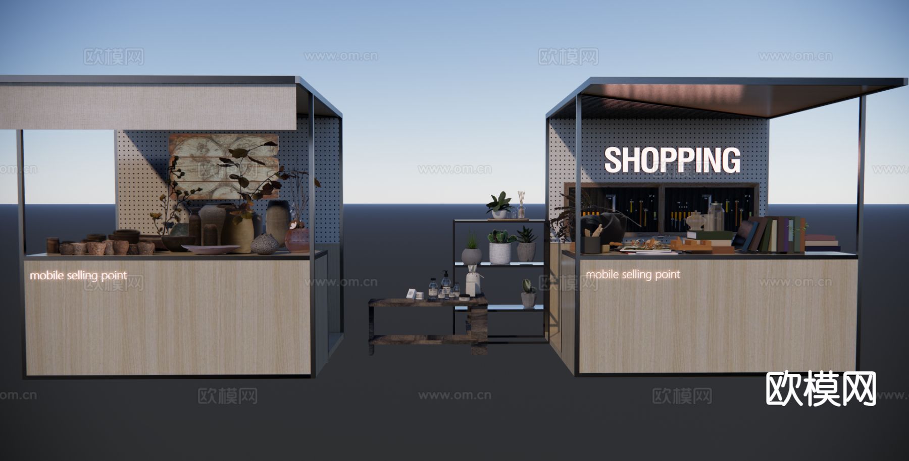 集市餐车 网红摊位 售卖亭su模型下载（渲染图1）