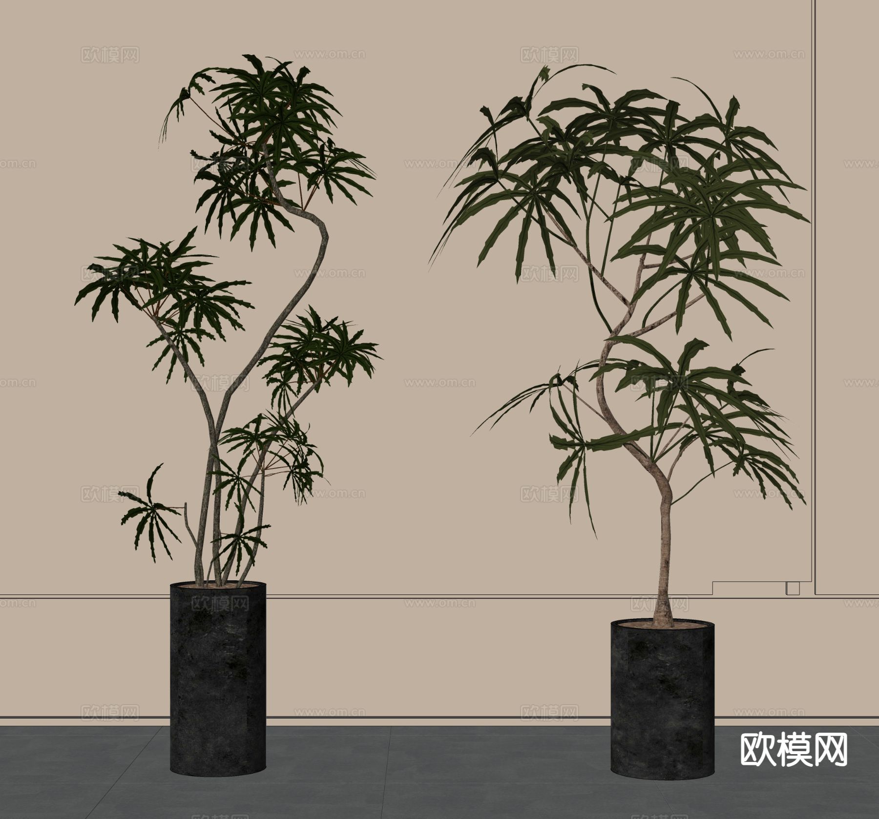 植物盆栽 室内盆栽su模型